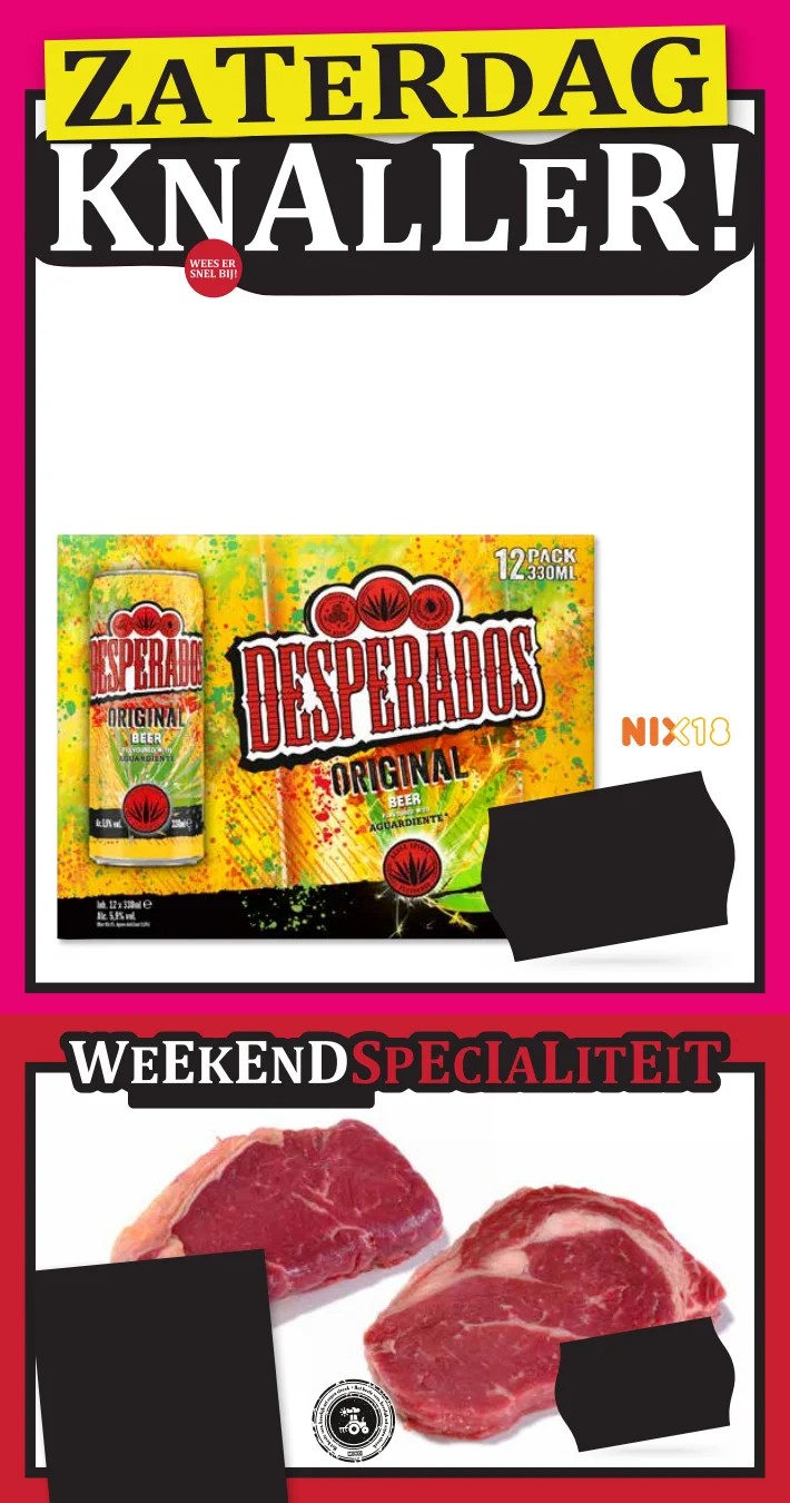 Biefstuk/vlees, gemarkeerd op pagina 19 van de MCD Supermarkt folder