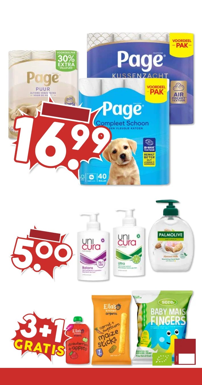 Page toiletpapier, gemarkeerd op pagina 23 van de MCD Supermarkt folder