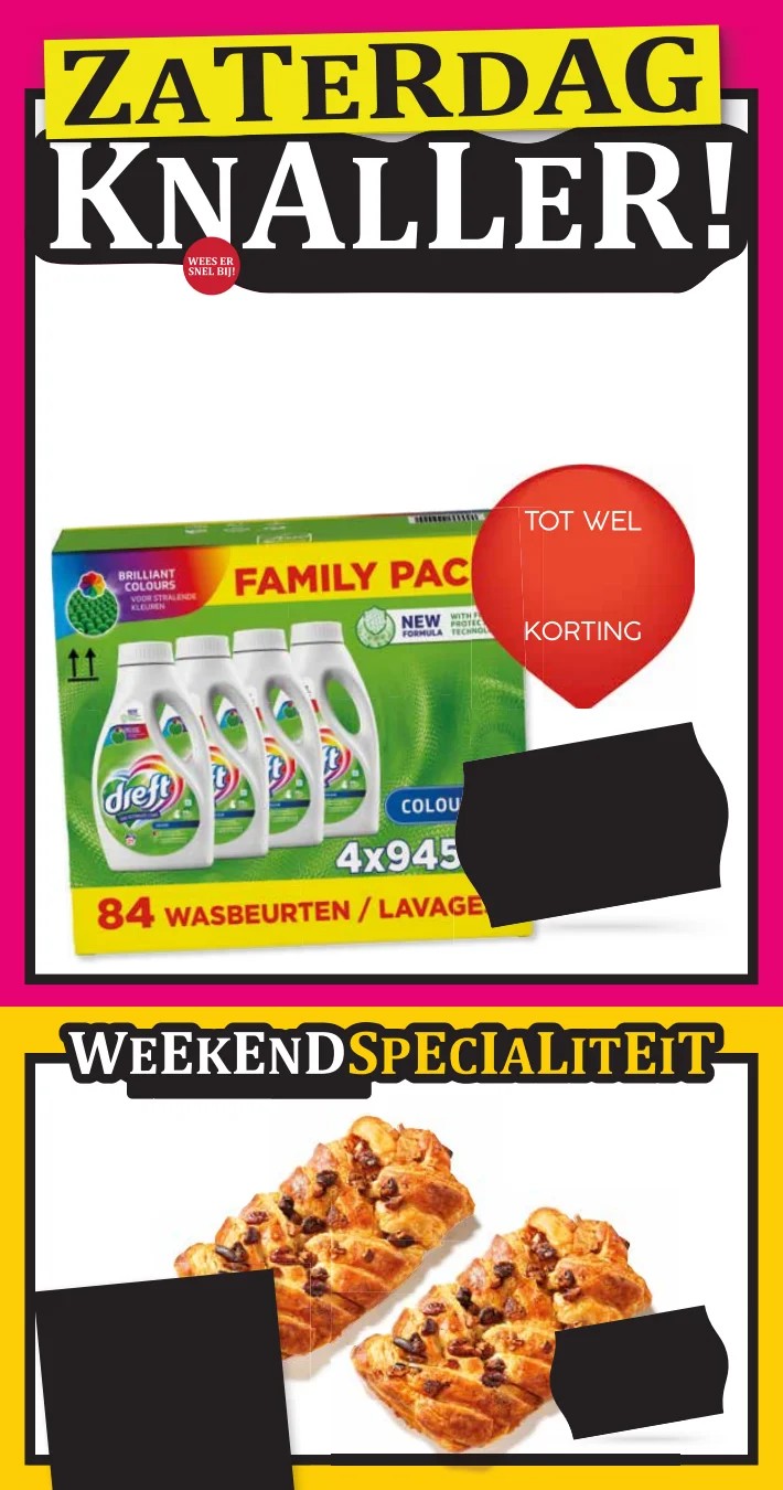 Dreft Family Pack, gemarkeerd op pagina 23 van de MCD Supermarkt folder