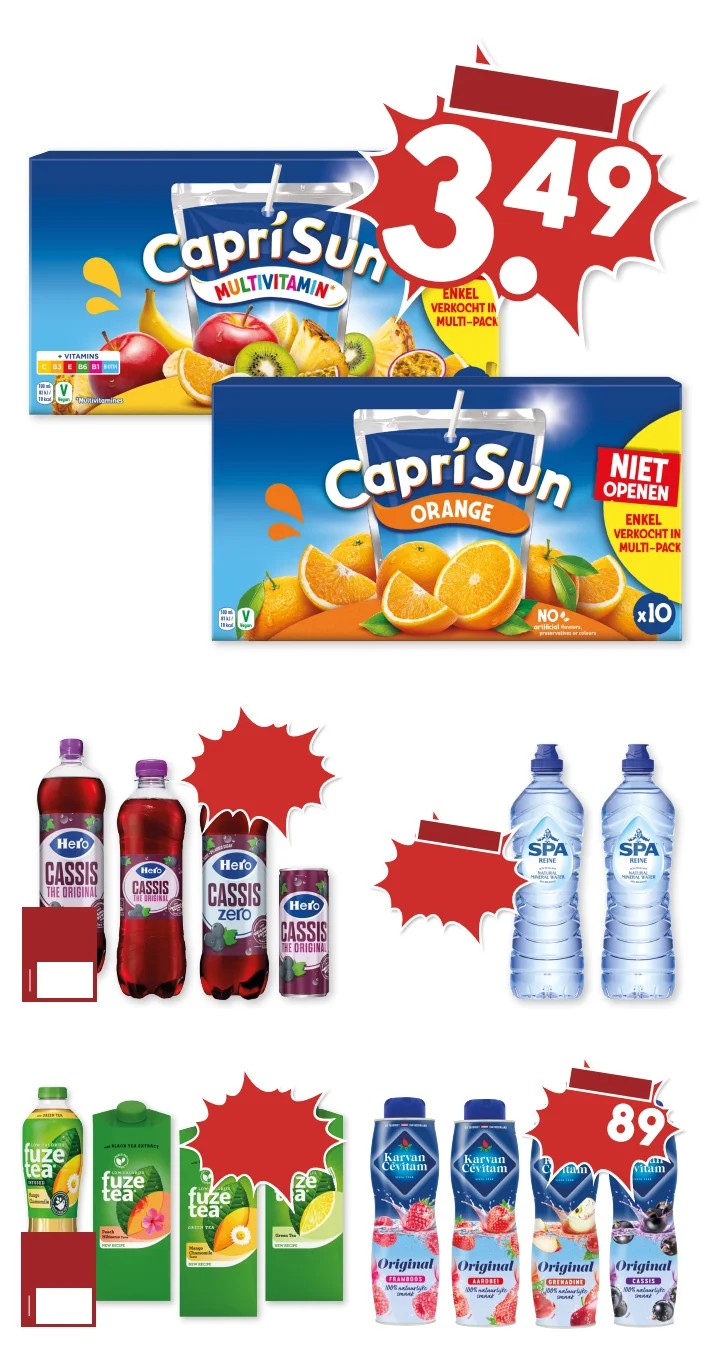Capri-Sun Multivitamin of Orange, gemarkeerd op pagina 18 van de MCD Supermarkt folder