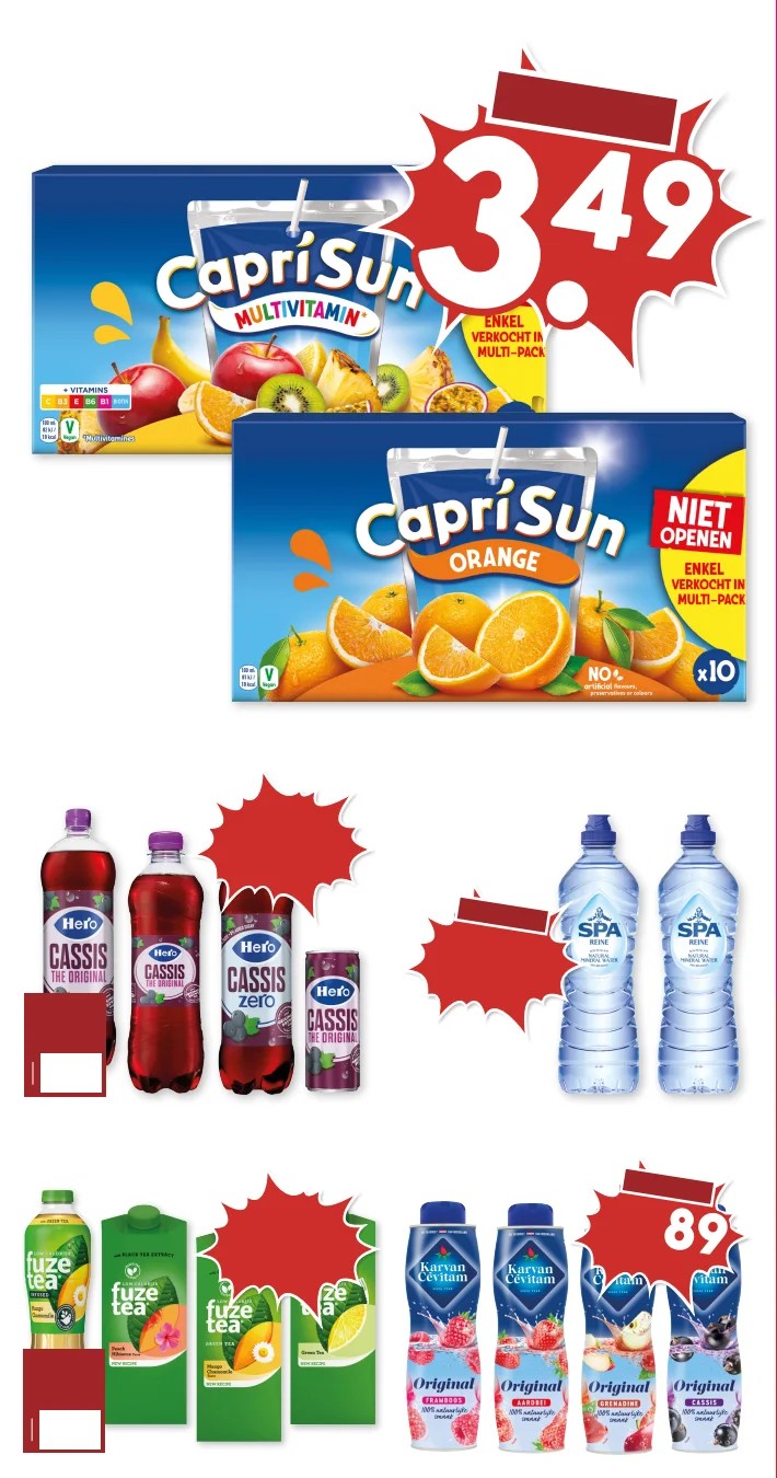 Capri-Sun Multivitamin of Orange, gemarkeerd op pagina 18 van de MCD Supermarkt folder