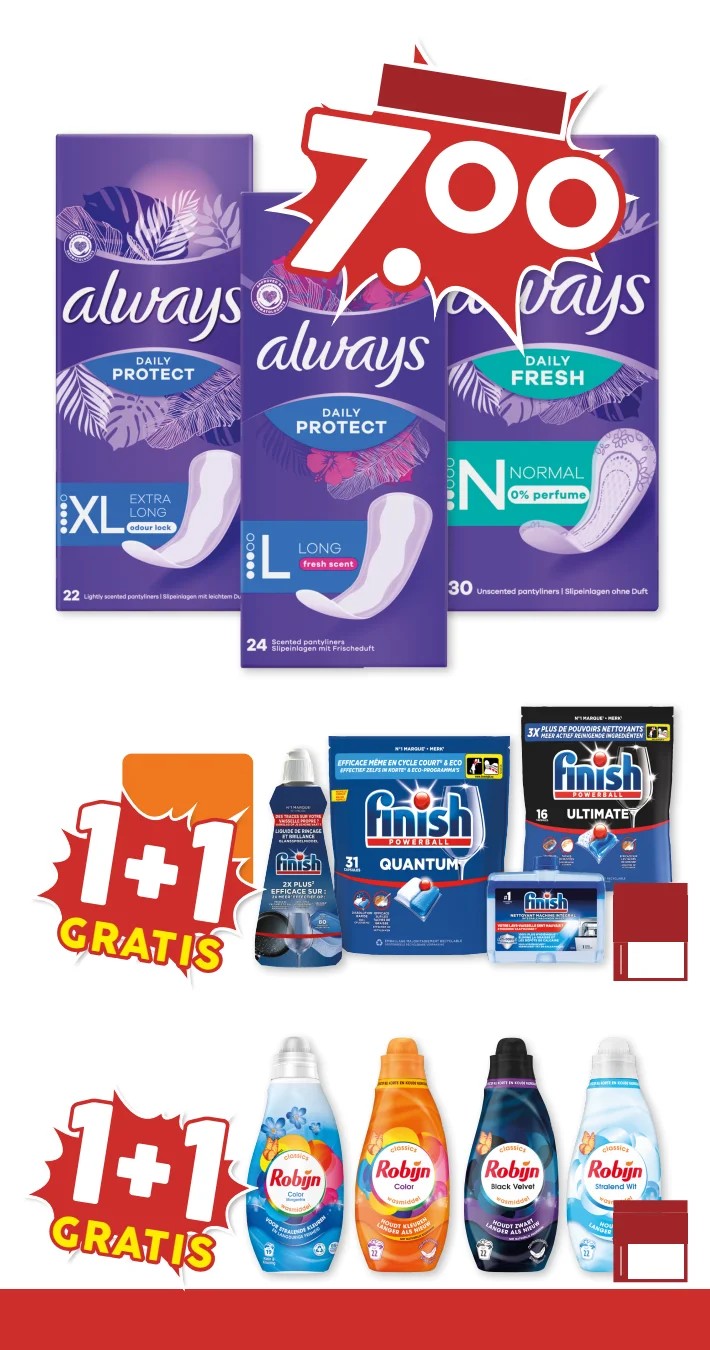 Always Daily Protect/Fresh inlegkruisjes, gemarkeerd op pagina 23 van de MCD Supermarkt folder