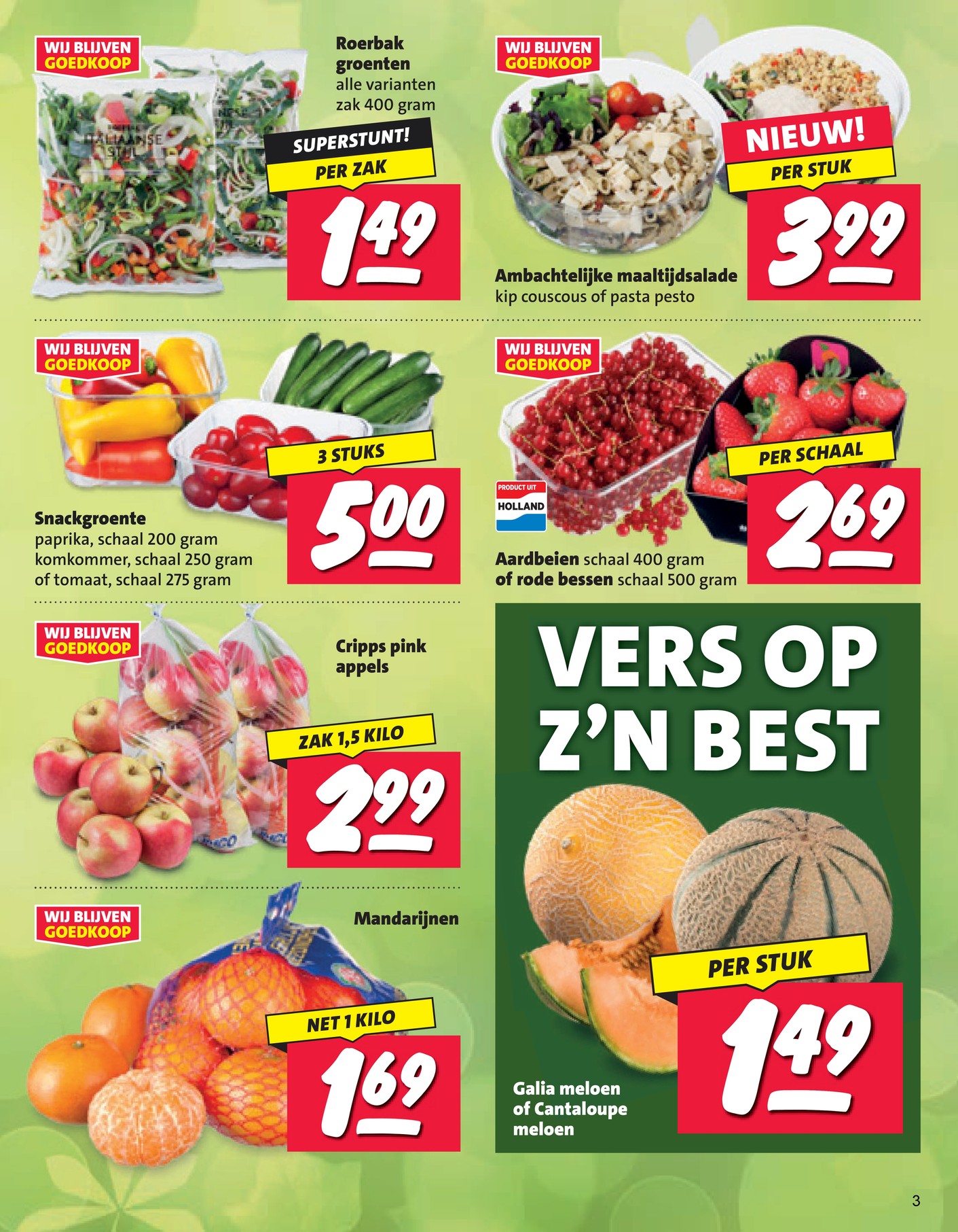 Snackgroente, gemarkeerd op pagina 3 van de Nettorama folder