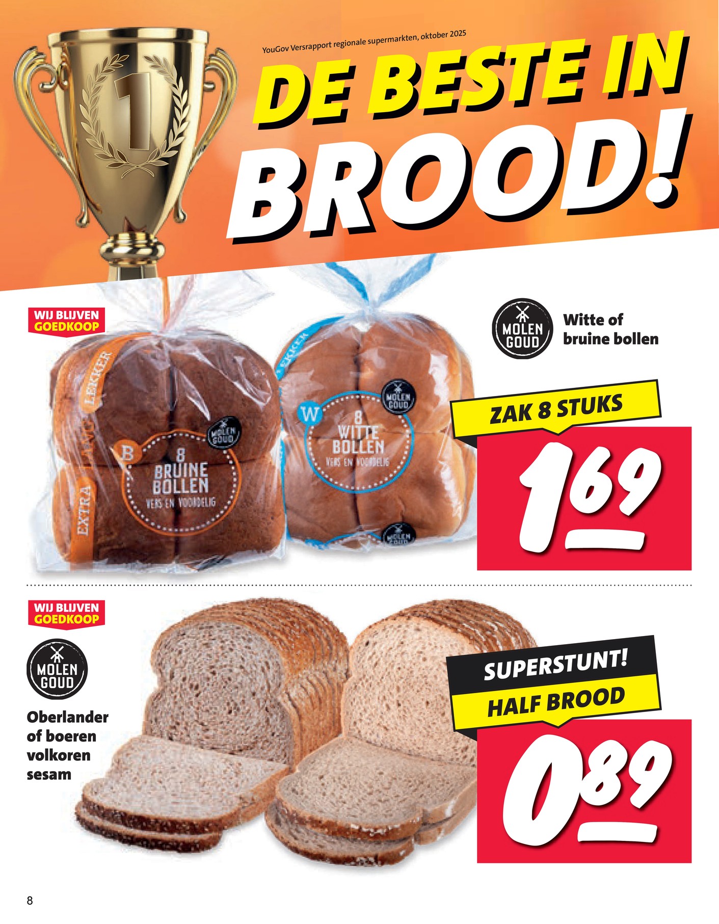 Molen Goud Witte of bruine bollen, gemarkeerd op pagina 7 van de Nettorama folder