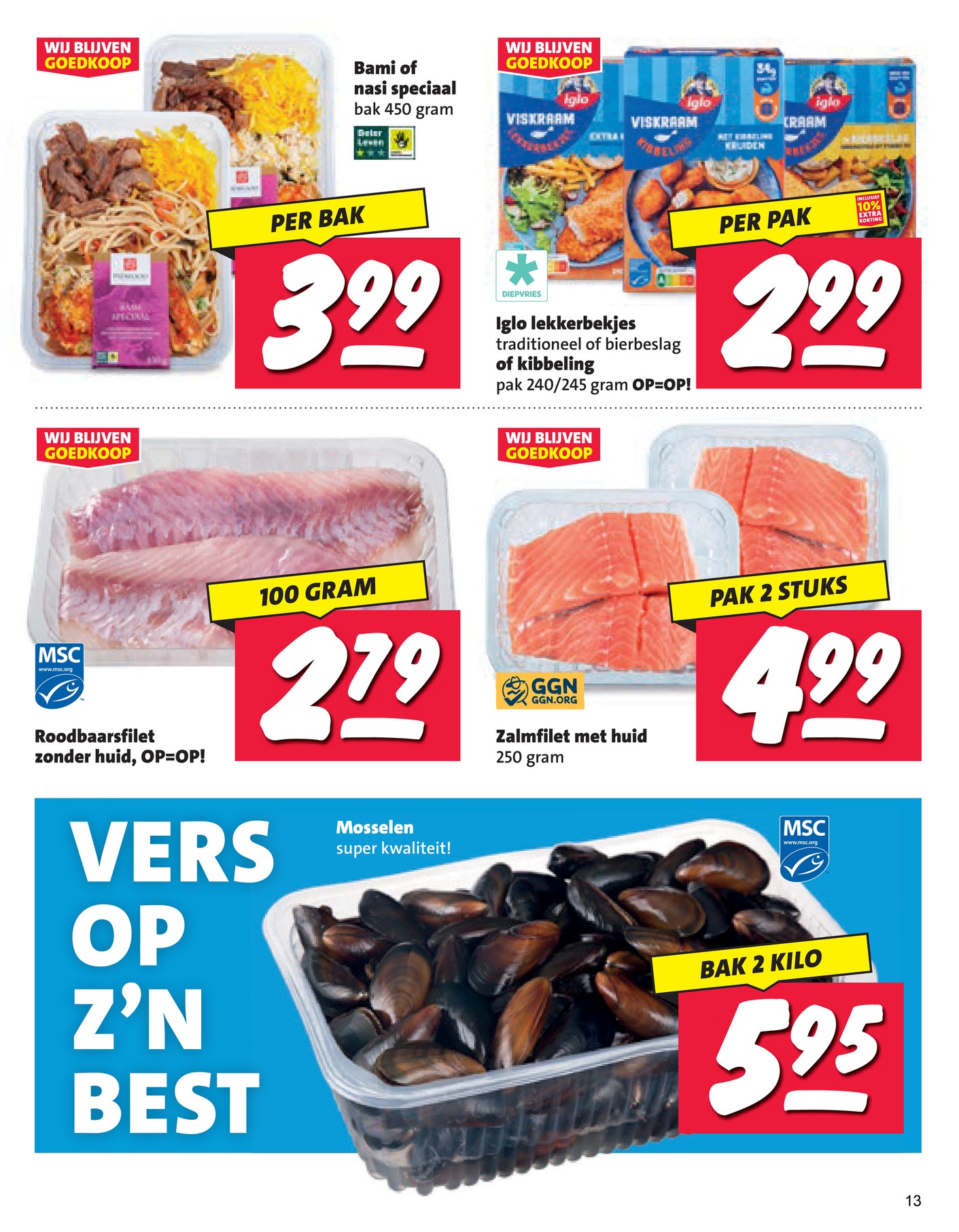 Mosselen, gemarkeerd op pagina 12 van de Nettorama folder