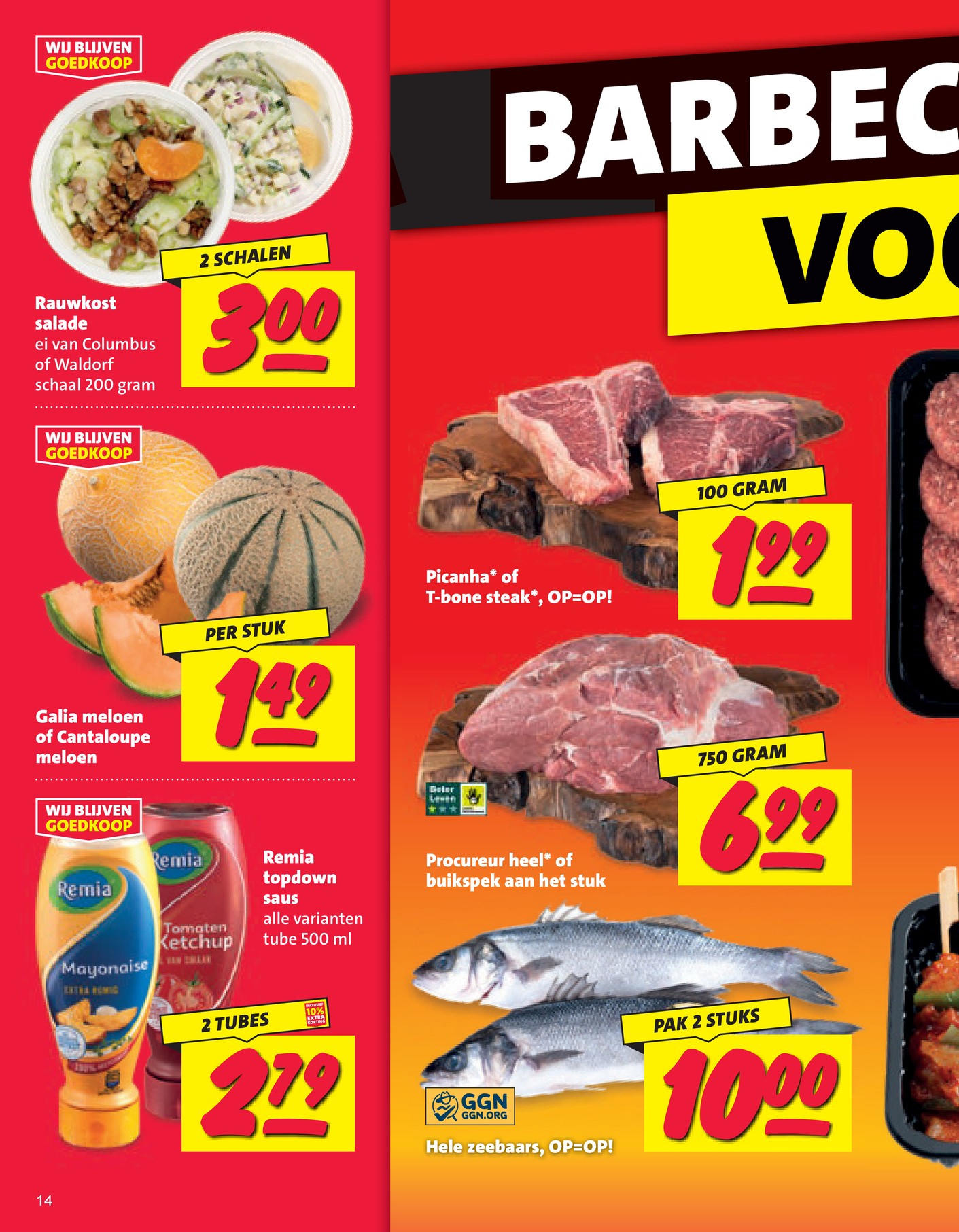 Hele zeebaars, gemarkeerd op pagina 13 van de Nettorama folder