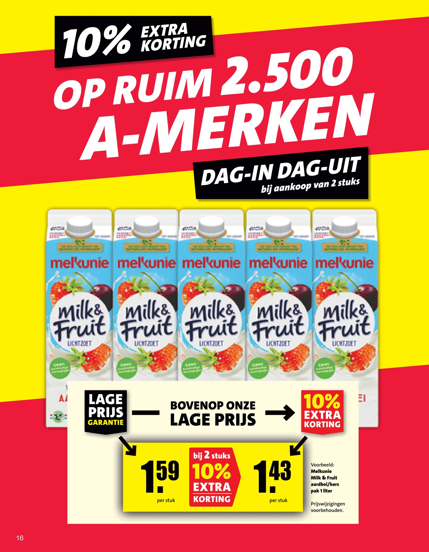Melkunie Milk & Fruit, gemarkeerd op pagina 15 van de Nettorama folder