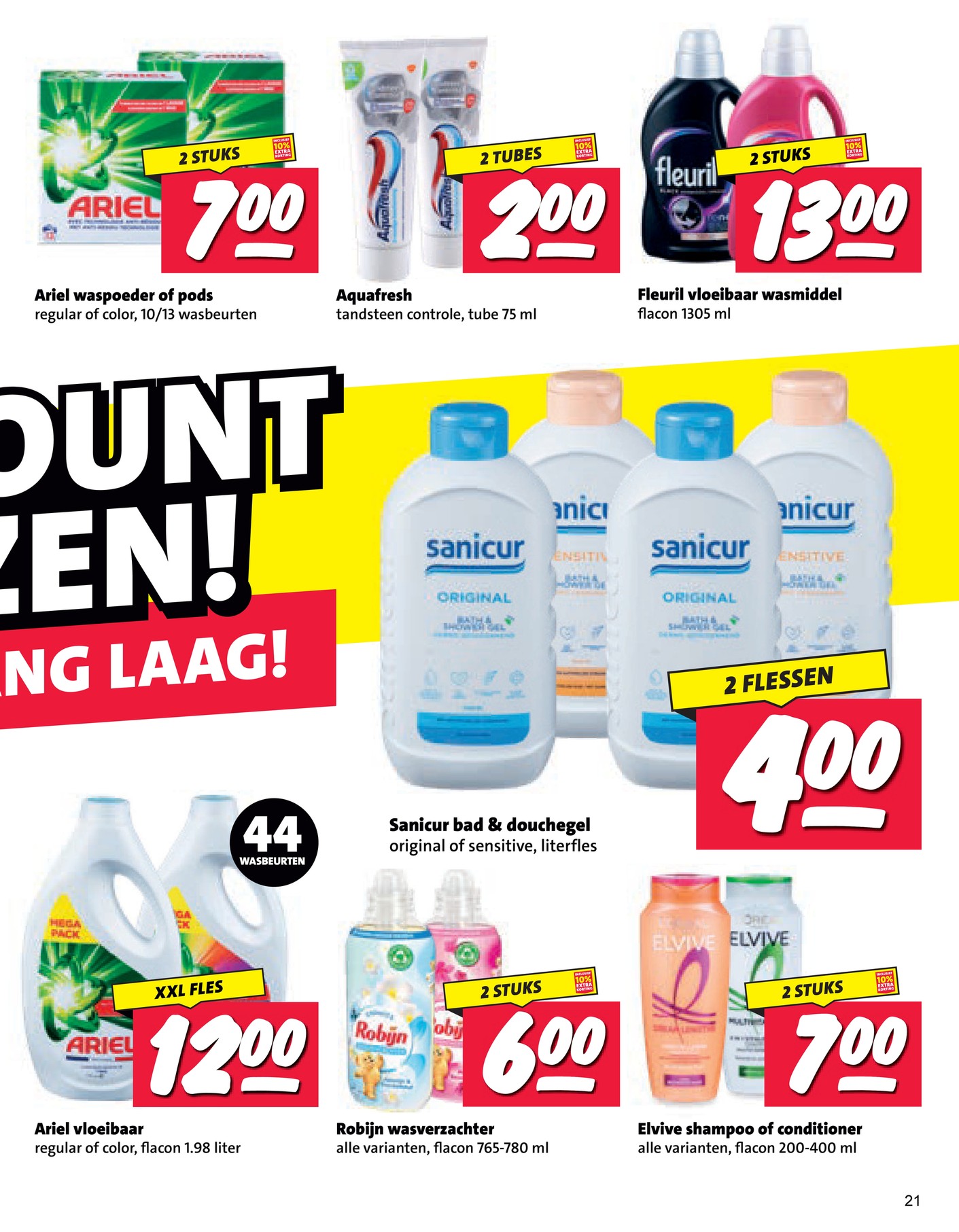 Robijn wasverzachter, gemarkeerd op pagina 20 van de Nettorama folder