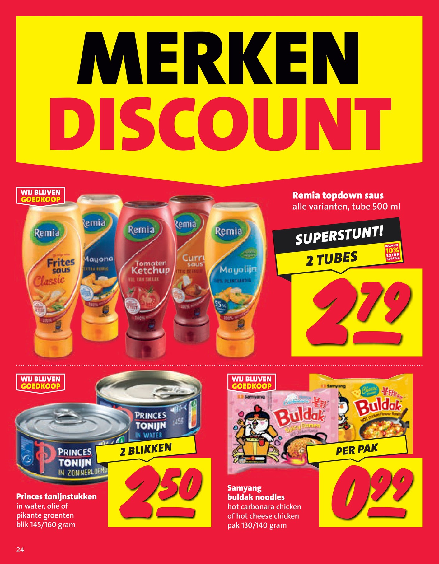 Princes tonijnstukken, gemarkeerd op pagina 23 van de Nettorama folder