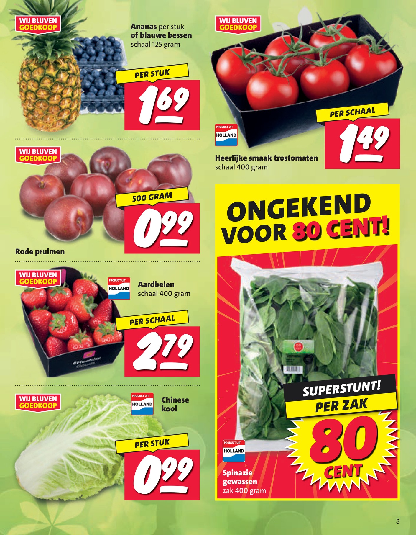 Aardbeien, gemarkeerd op pagina 3 van de Nettorama folder