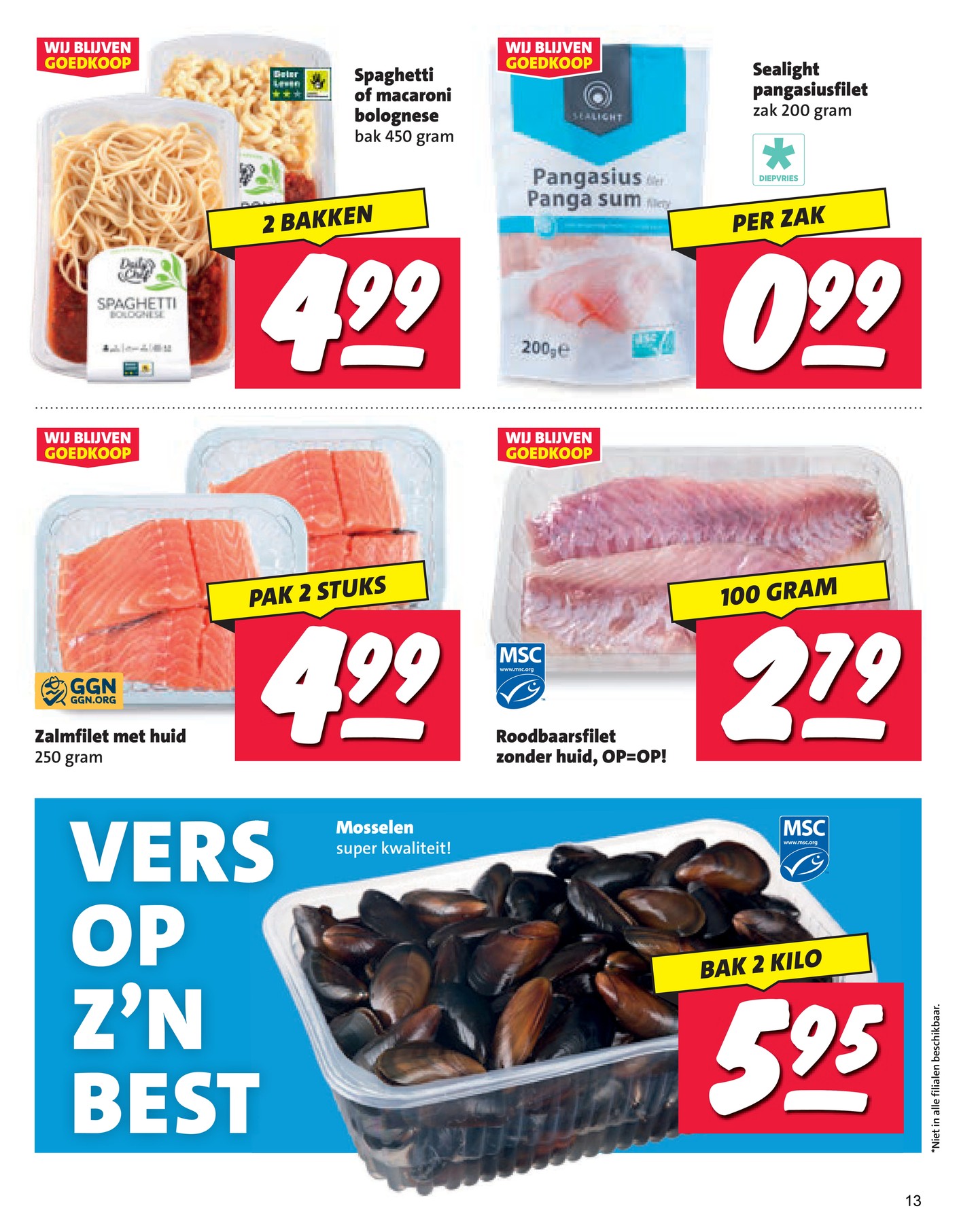 Spaghetti of macaroni bolognese, gemarkeerd op pagina 13 van de Nettorama folder