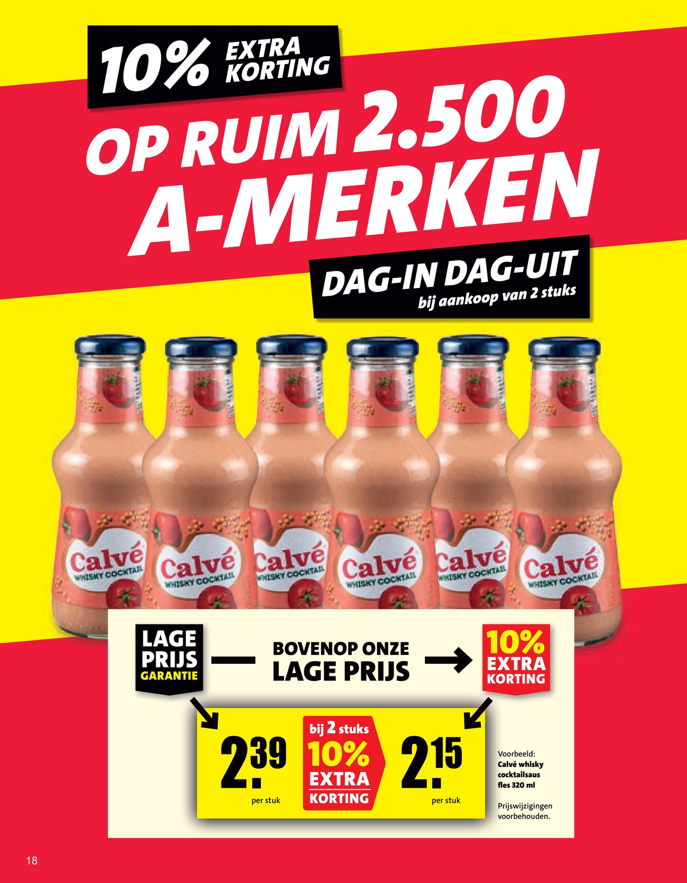 Calvé whisky cocktailsaus, gemarkeerd op pagina 18 van de Nettorama folder