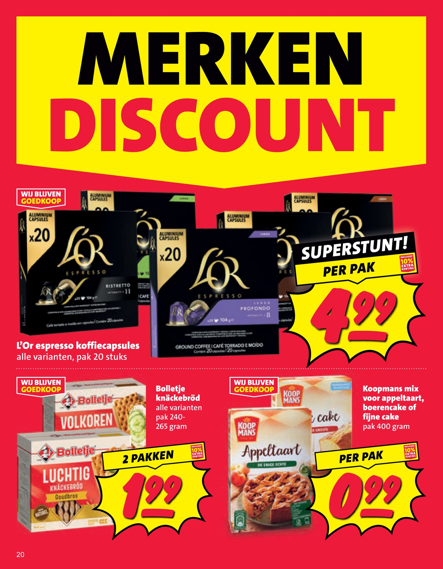 L'Or espresso koffiecapsules, gemarkeerd op pagina 20 van de Nettorama folder