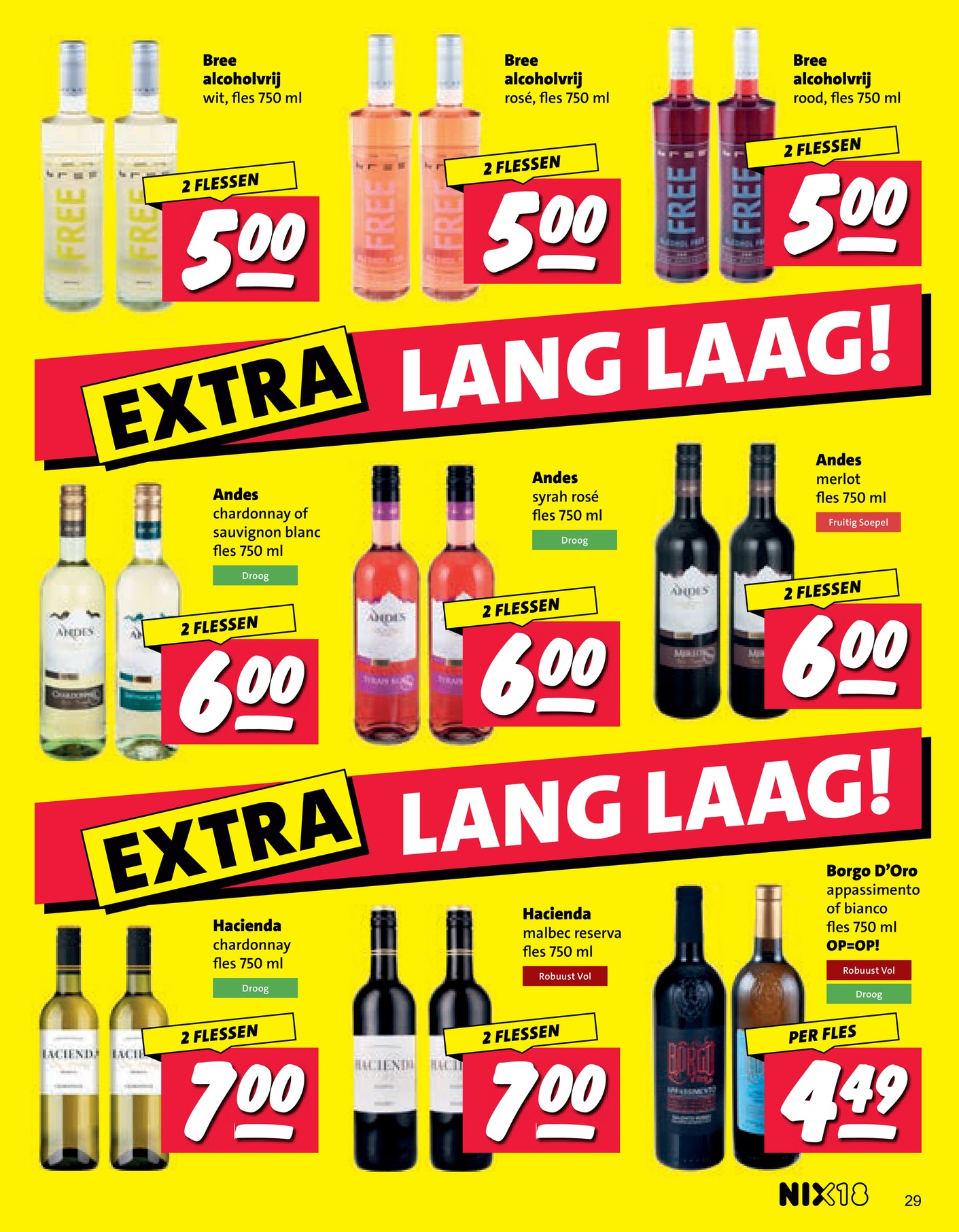 Bree alcoholvrij rosé, gemarkeerd op pagina 29 van de Nettorama folder