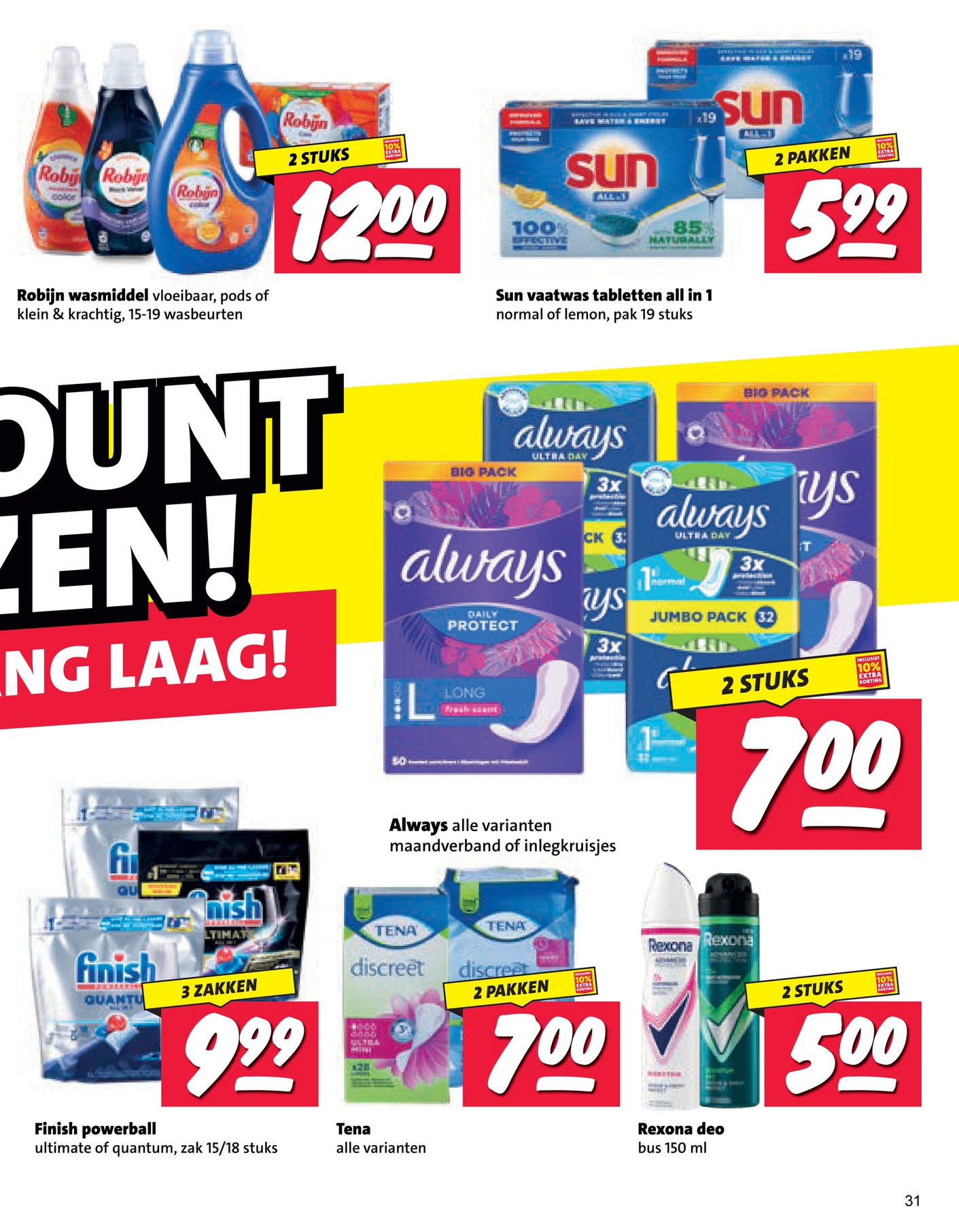wasmiddel vloeibaar, pods of klein & krachtig, gemarkeerd op pagina 31 van de Nettorama folder