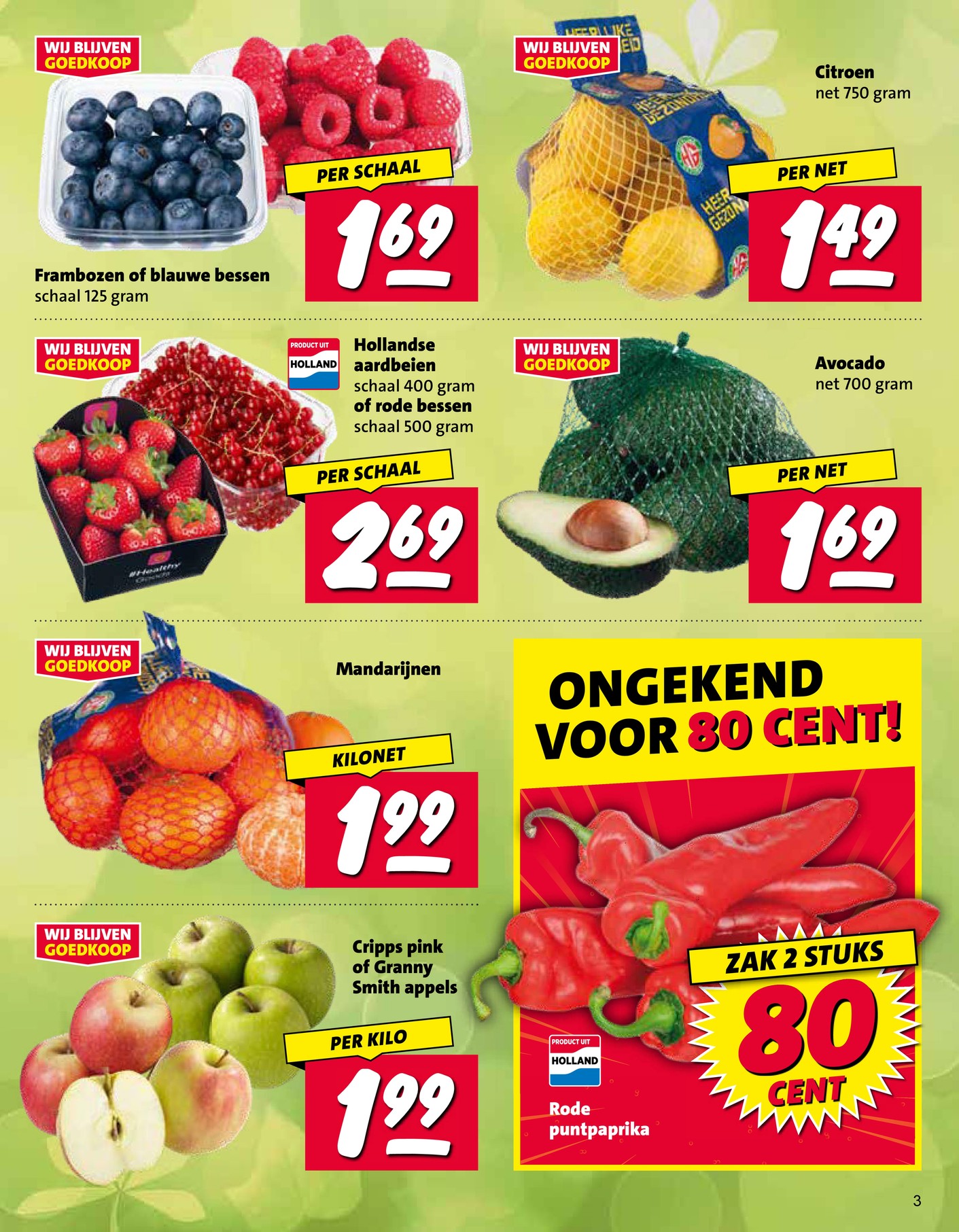 Mandarijnen, gemarkeerd op pagina 3 van de Nettorama folder