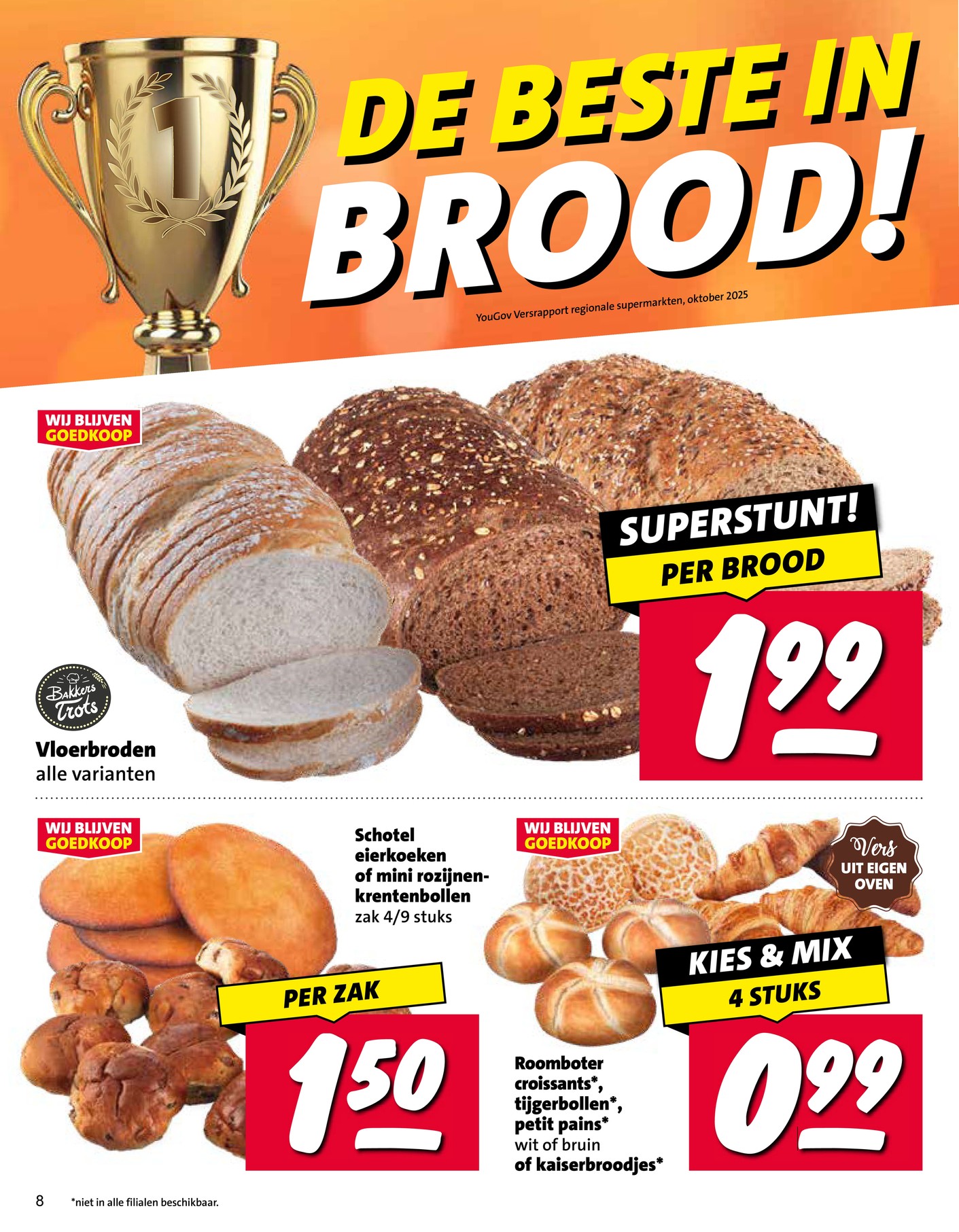 Vloerbroden alle varianten, gemarkeerd op pagina 8 van de Nettorama folder