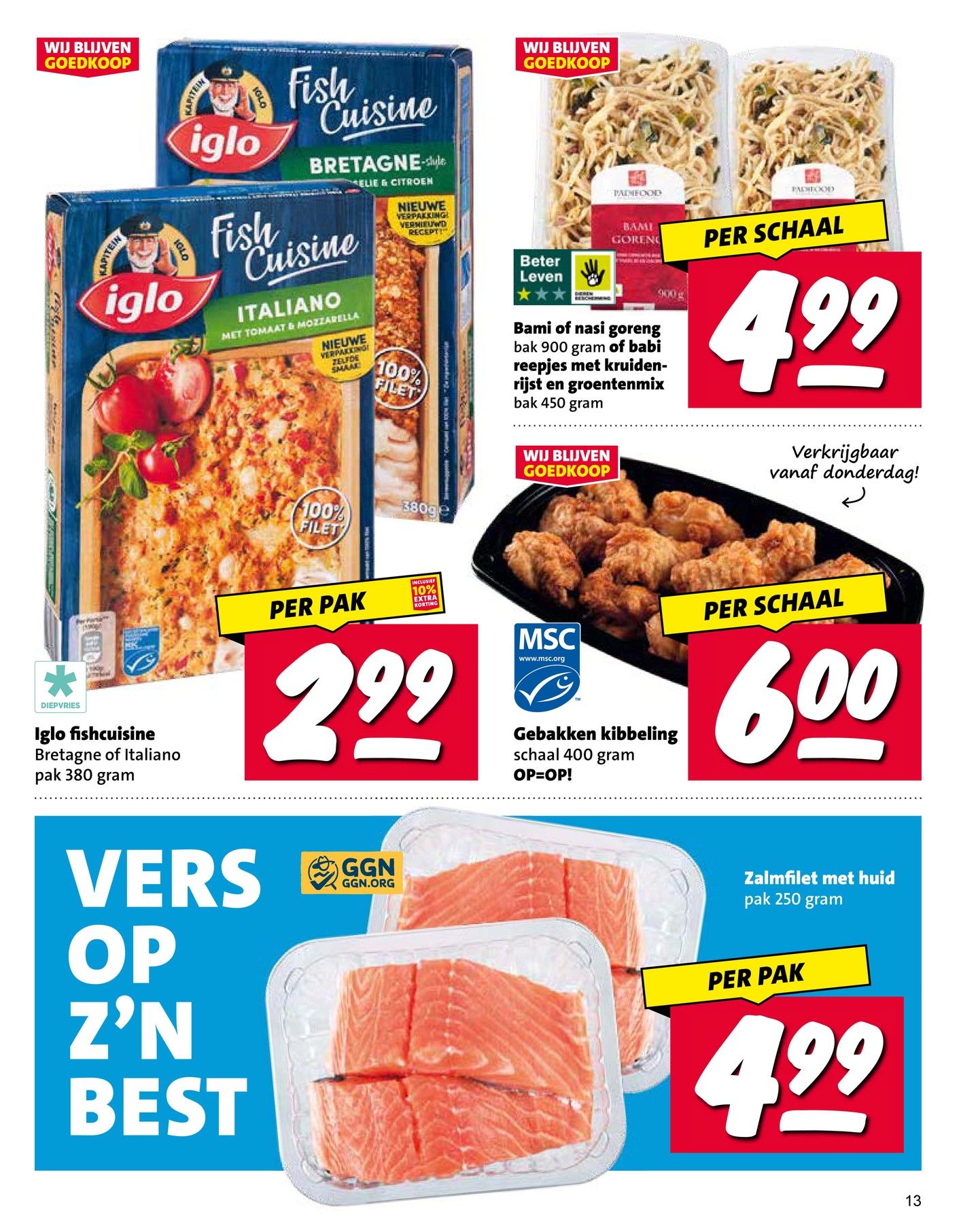 Bami of nasi goreng of babi reepjes, gemarkeerd op pagina 13 van de Nettorama folder