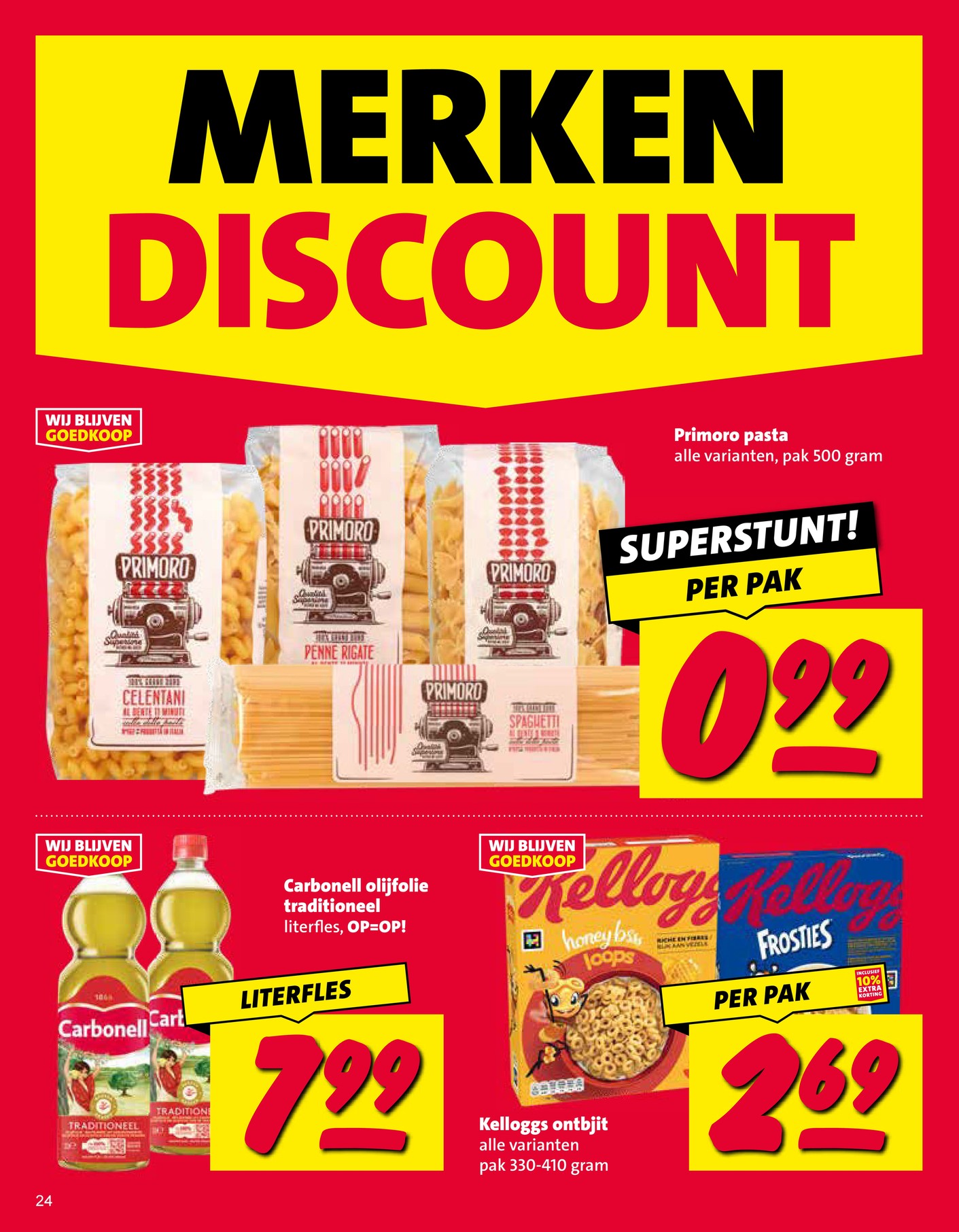 Primoro pasta, gemarkeerd op pagina 24 van de Nettorama folder