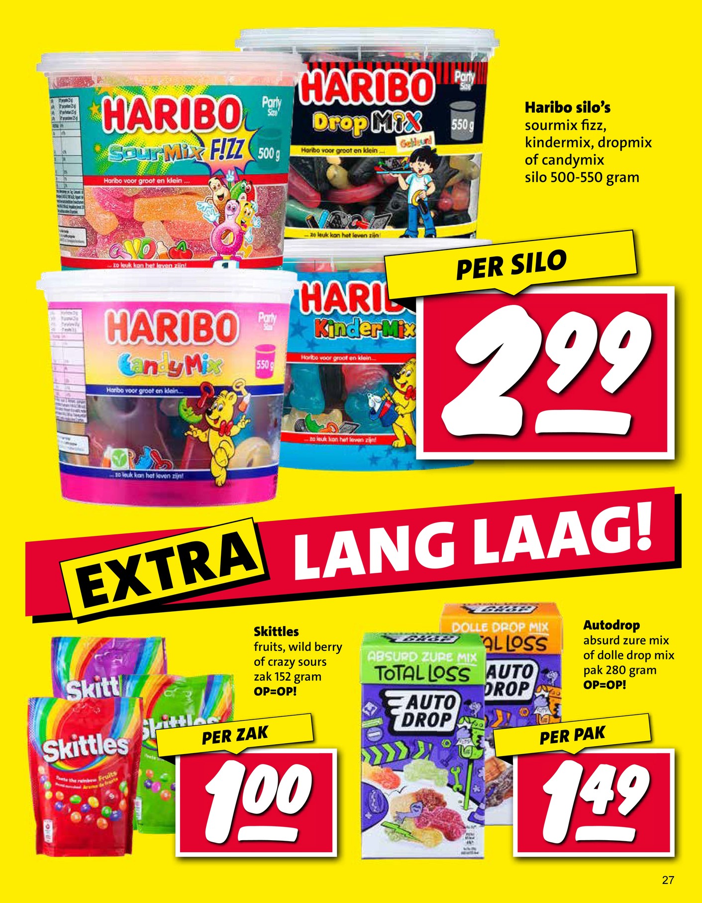 Autodrop (Absurd Zure Mix, Dolle Drop Mix), gemarkeerd op pagina 27 van de Nettorama folder