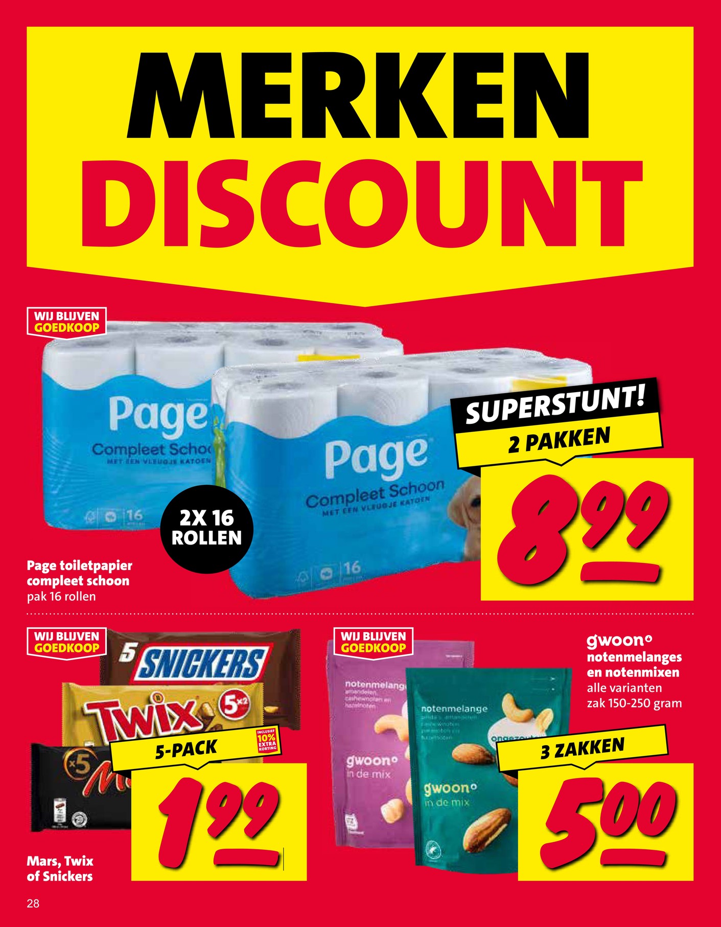 Mars, Twix of Snickers 5-pack, gemarkeerd op pagina 28 van de Nettorama folder