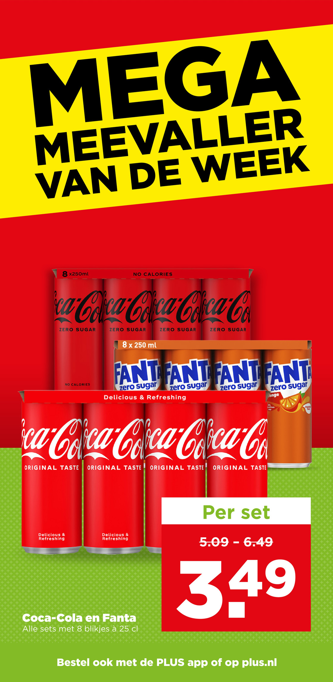 Coca-Cola en Fanta 8-pack, gemarkeerd op pagina 2 van de Plus folder