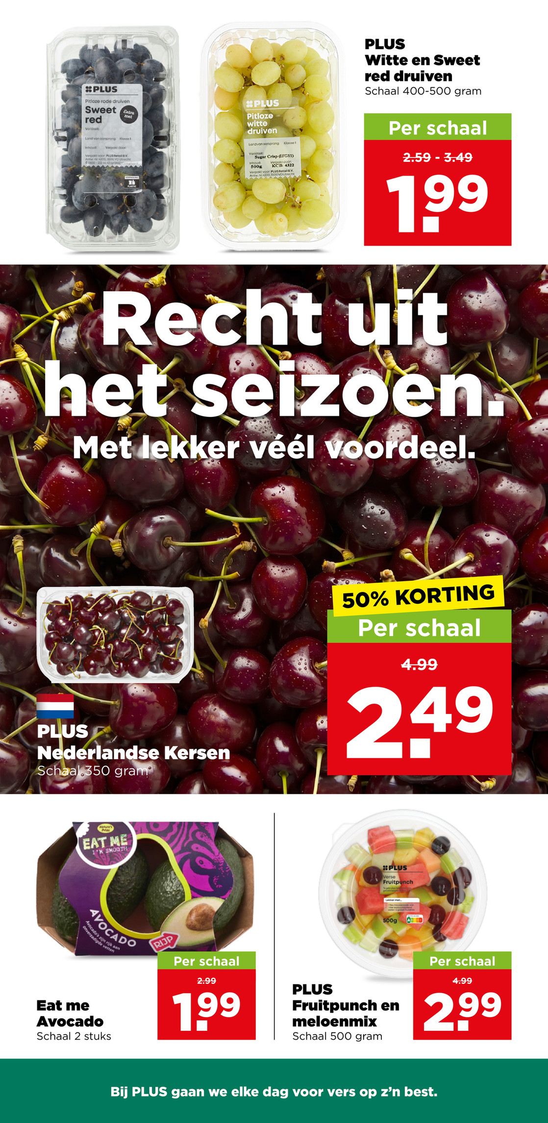 PLUS Witte en Sweet red druiven, gemarkeerd op pagina 3 van de Plus folder