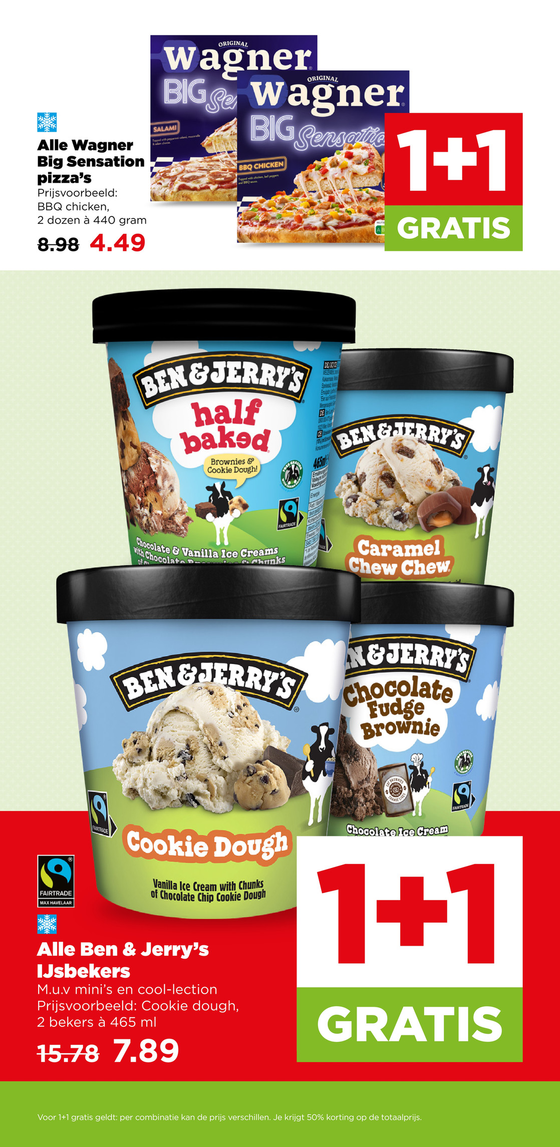Ben & Jerry's IJsbekers, gemarkeerd op pagina 25 van de Plus folder