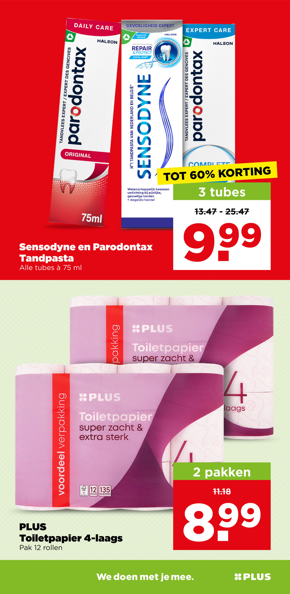 PLUS Toiletpapier 4-laags, gemarkeerd op pagina 28 van de Plus folder