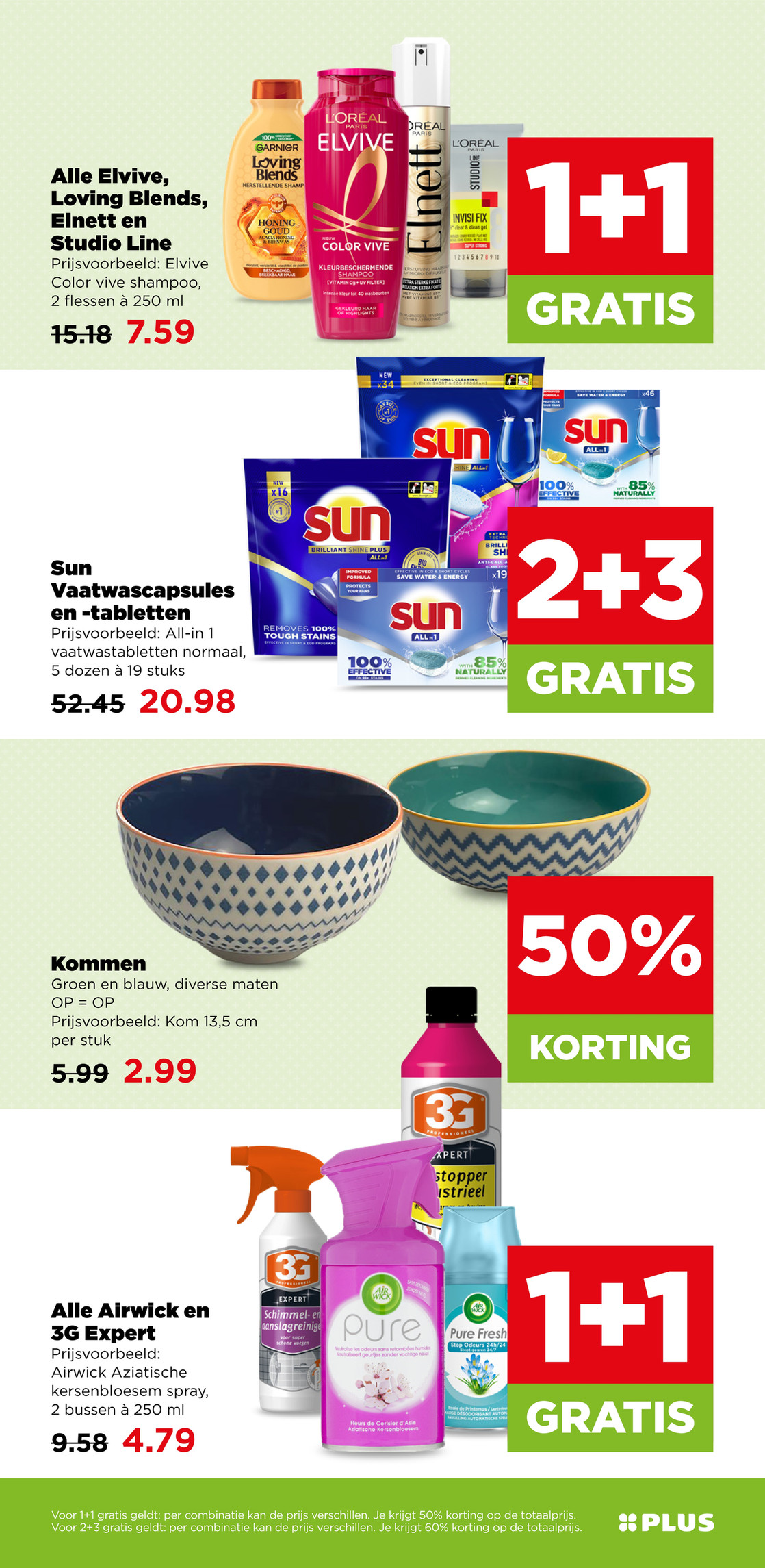 Sun Vaatwascapsules en -tabletten, gemarkeerd op pagina 29 van de Plus folder
