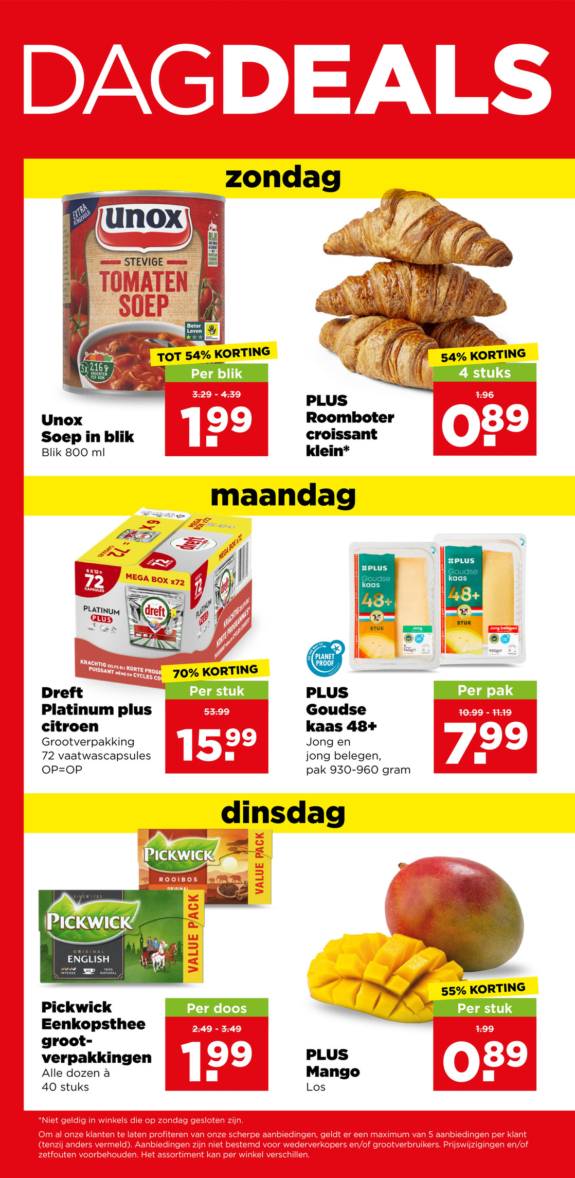 Pickwick Eenkopsthee grootverpakking, gemarkeerd op pagina 31 van de Plus folder