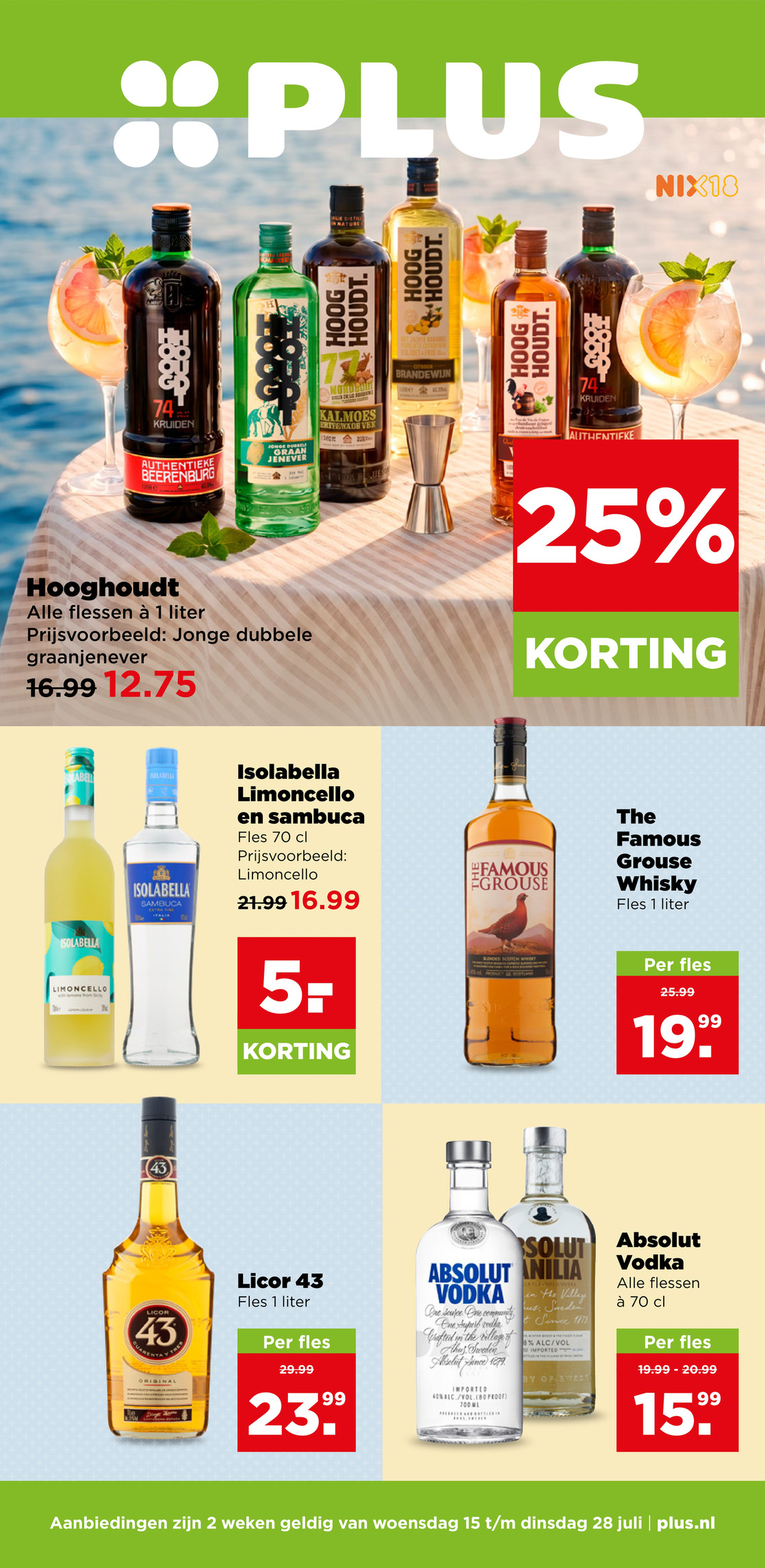 Jonge dubbele graanjenever, gemarkeerd op pagina 36 van de Plus folder