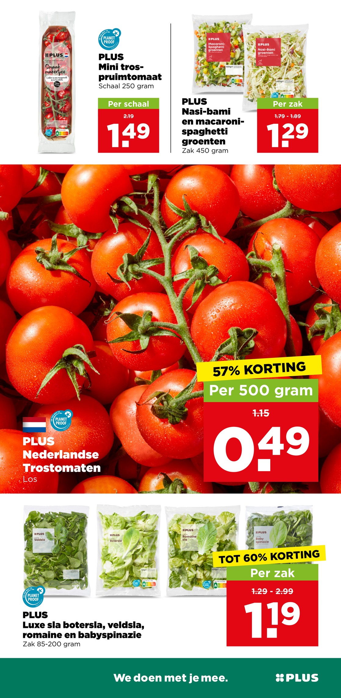 PLUS Mini tros-pruimtomaat, gemarkeerd op pagina 6 van de Plus folder