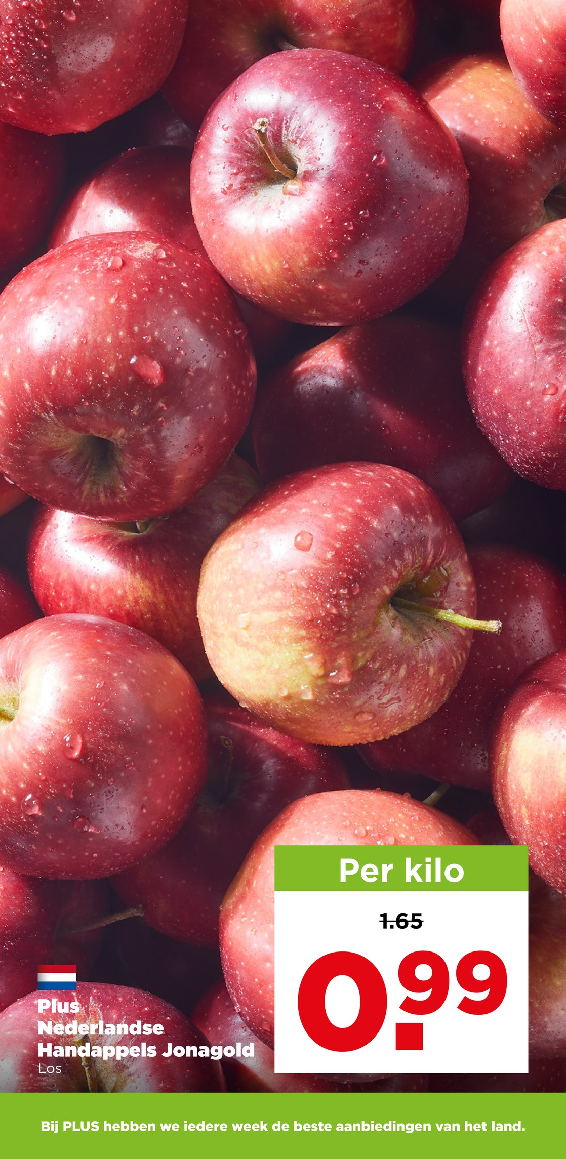 Nederlandse Handappels Jonagold, gemarkeerd op pagina 8 van de Plus folder