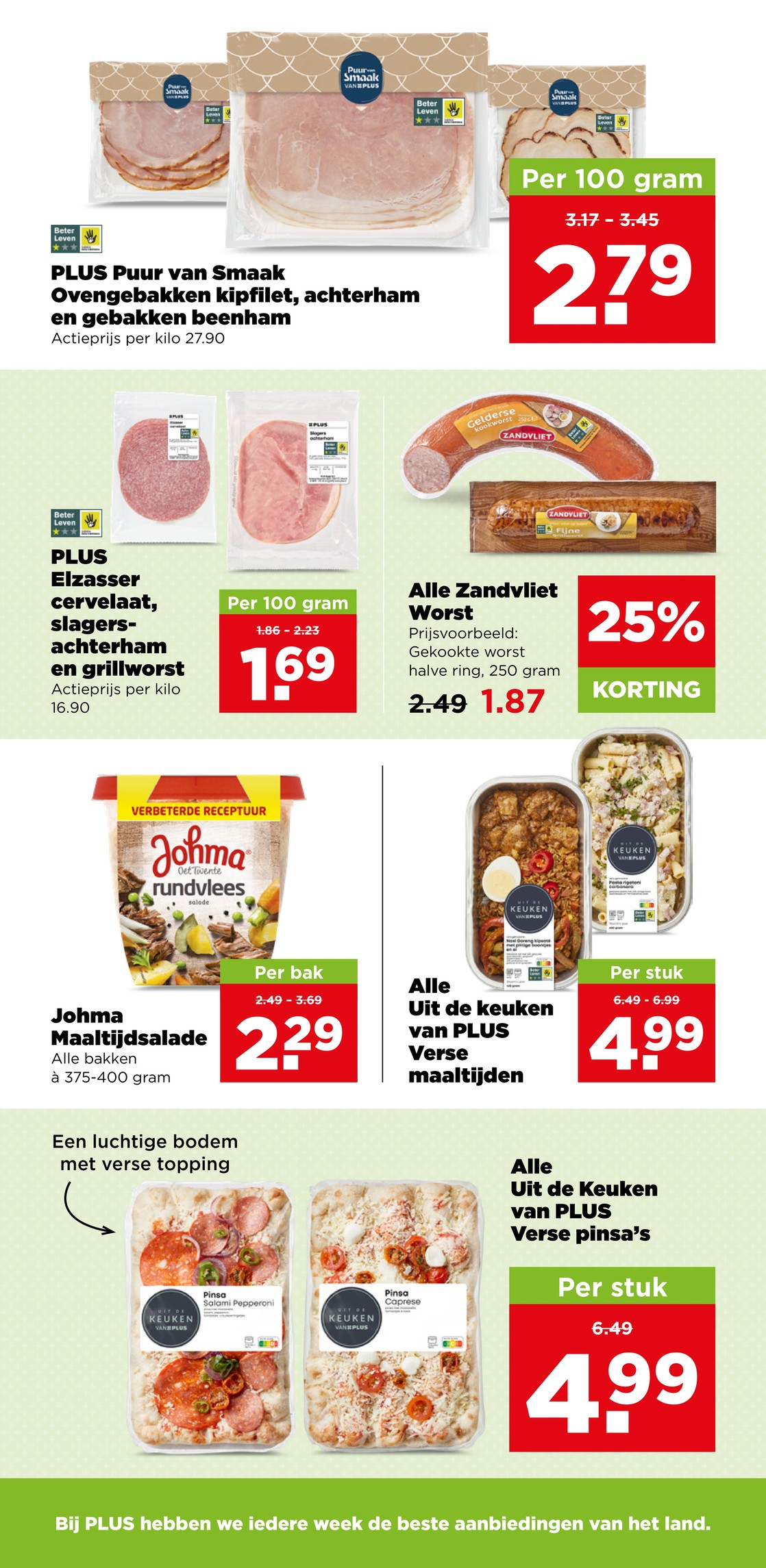 Uit de Keuken van PLUS Verse pinsa's, gemarkeerd op pagina 12 van de Plus folder