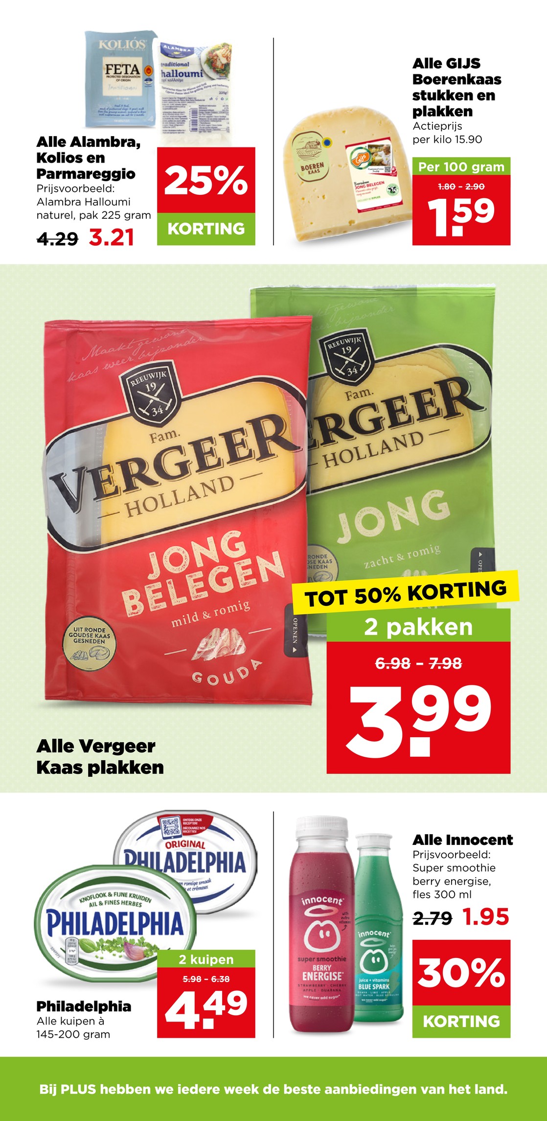 Boerenkaas stukken en plakken, gemarkeerd op pagina 17 van de Plus folder