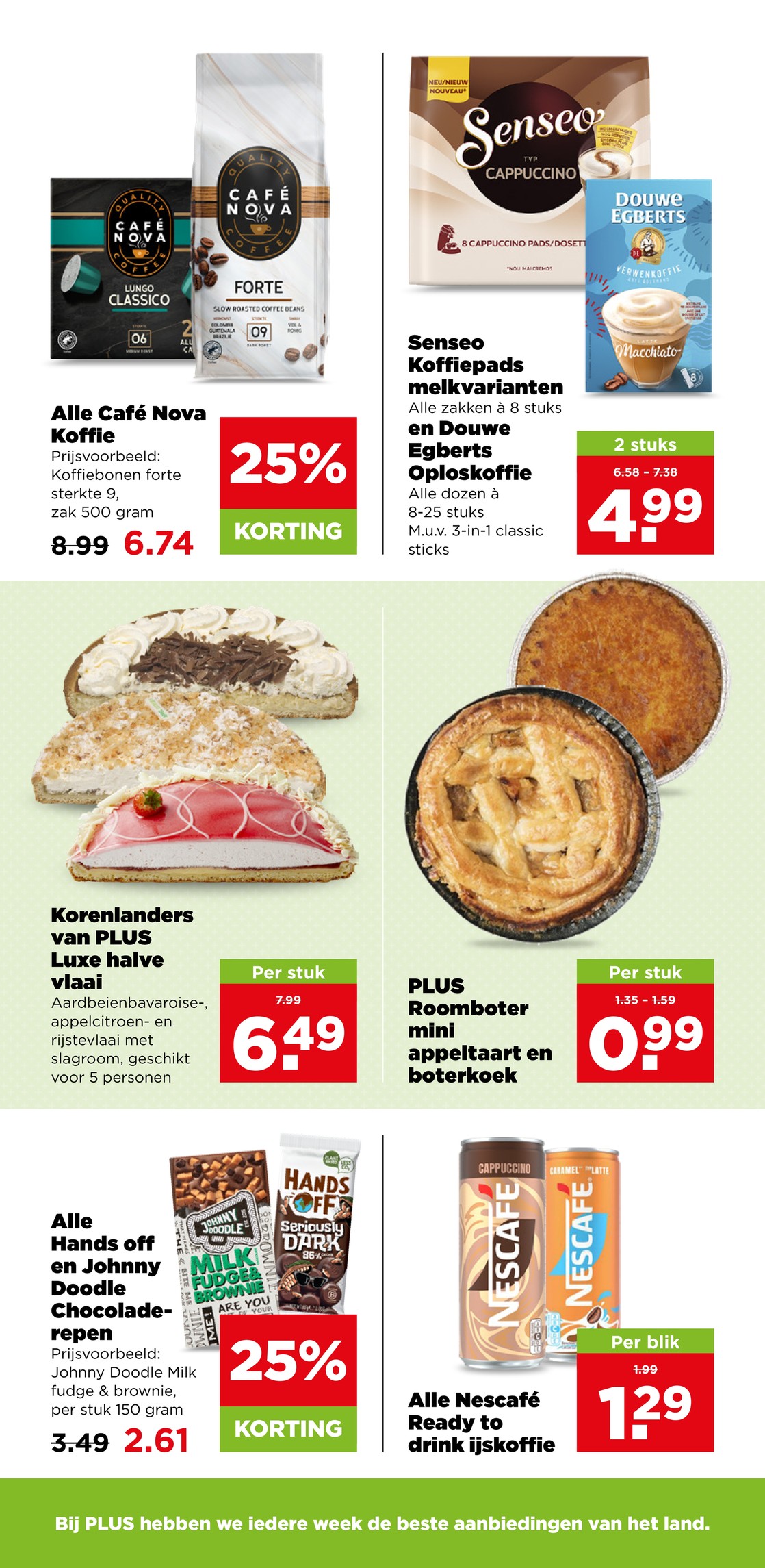 Senseo Koffiepads en Douwe Egberts Oploskoffie, gemarkeerd op pagina 20 van de Plus folder