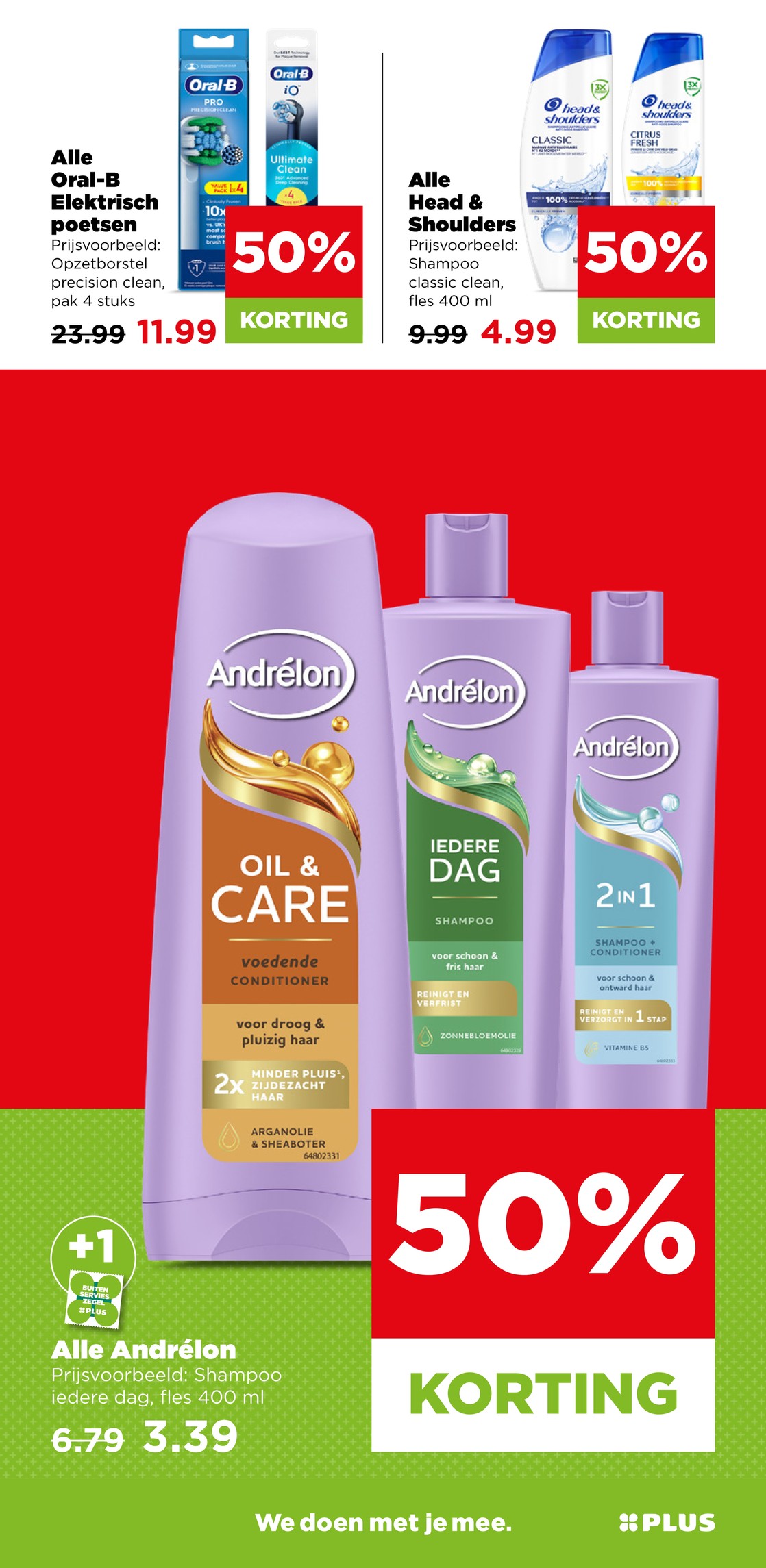 Andrélon Shampoo of Conditioner, gemarkeerd op pagina 33 van de Plus folder