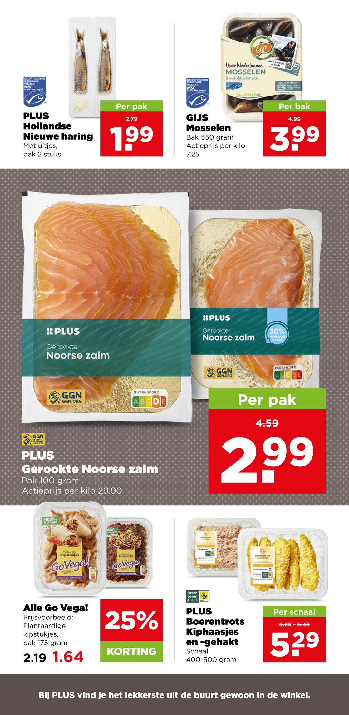 PLUS Gerookte Noorse zalm, gemarkeerd op pagina 8 van de Plus folder
