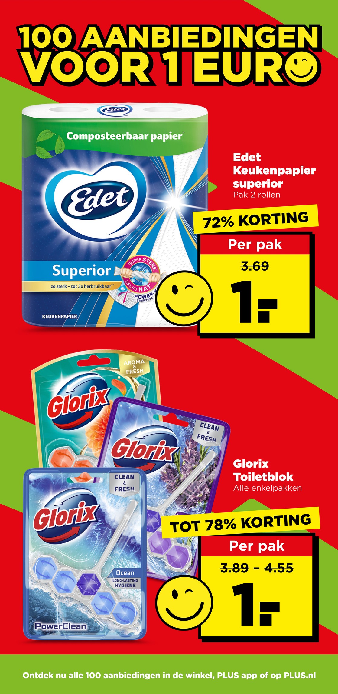 Glorix Toiletblok, gemarkeerd op pagina 21 van de Plus folder