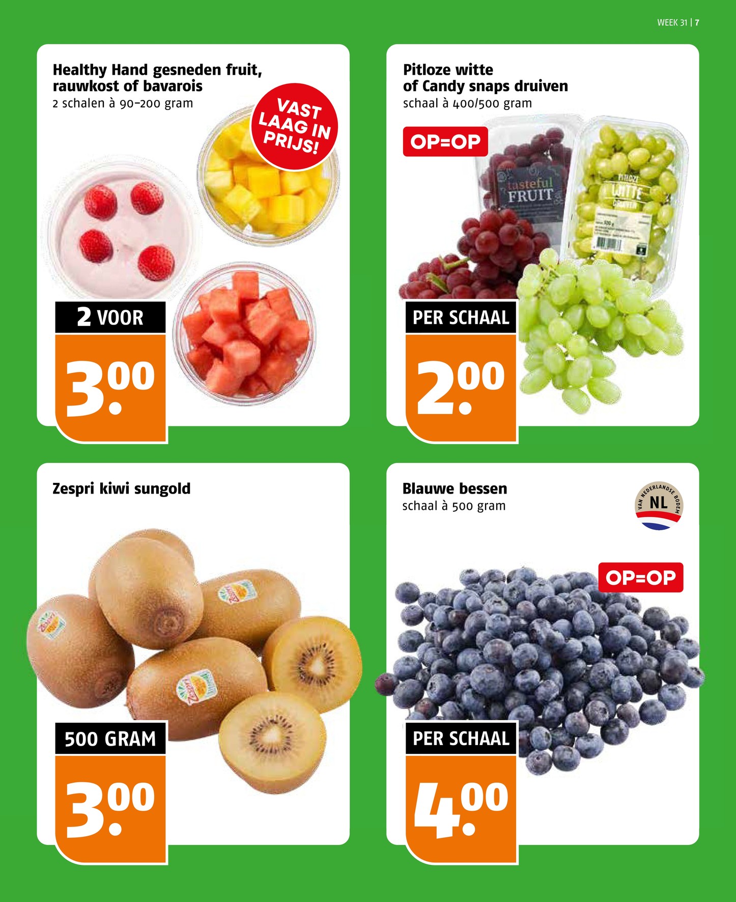Blauwe bessen, gemarkeerd op pagina 7 van de Poiesz folder