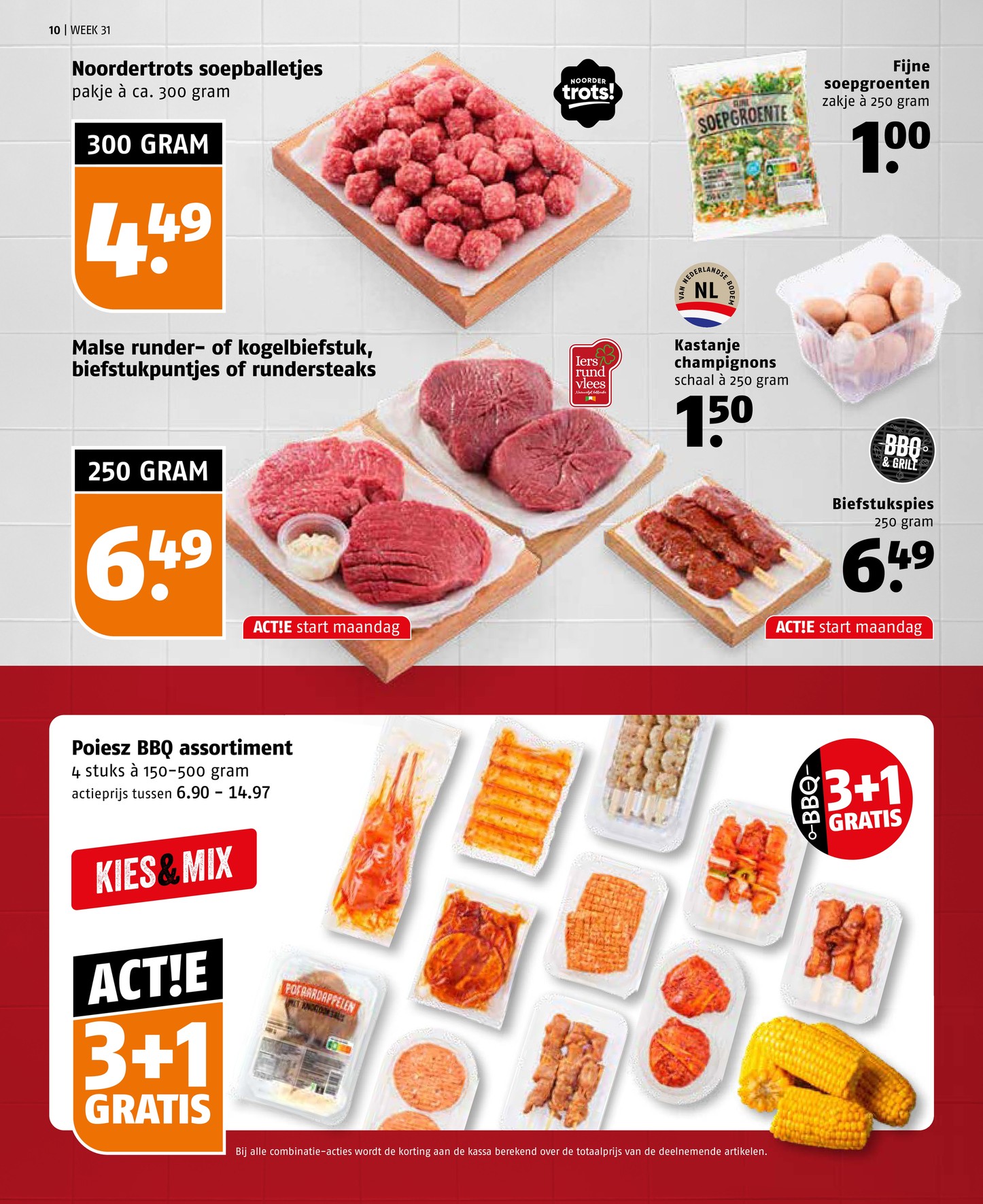 Biefstukspies, gemarkeerd op pagina 10 van de Poiesz folder