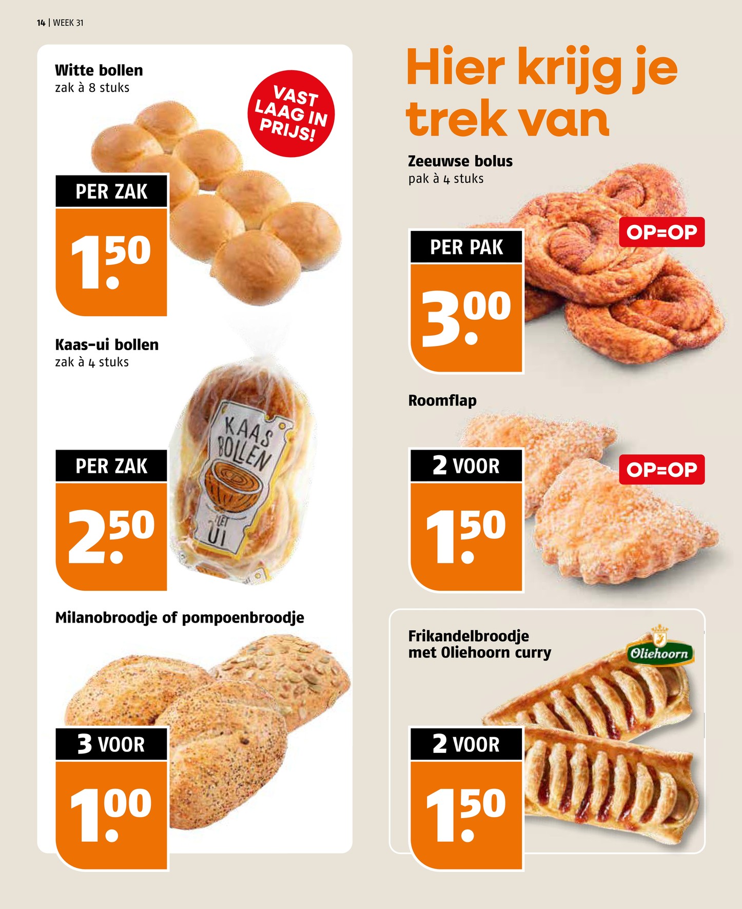 Witte bollen, gemarkeerd op pagina 14 van de Poiesz folder