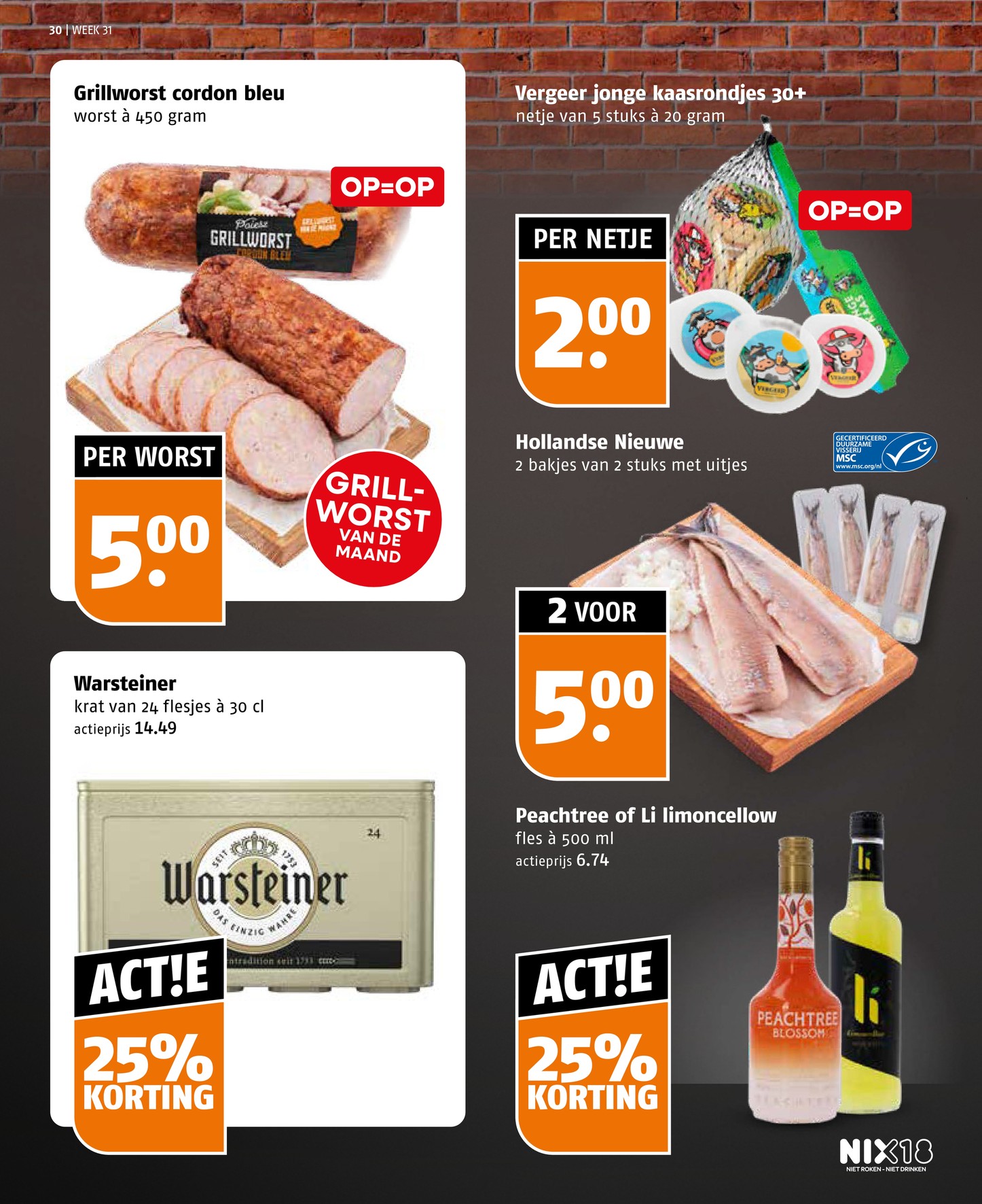 Grillworst cordon bleu, gemarkeerd op pagina 30 van de Poiesz folder