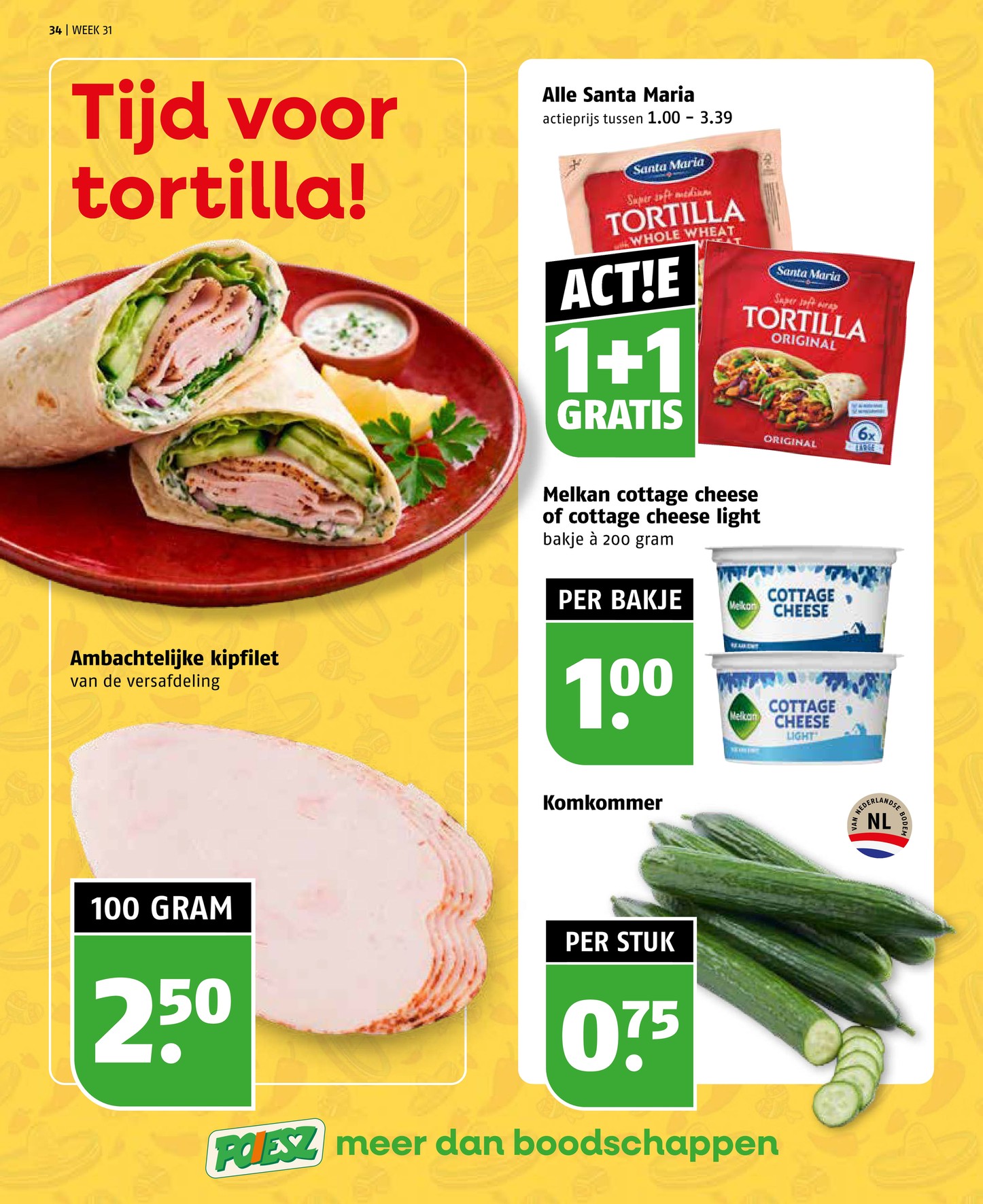 Melkan cottage cheese, gemarkeerd op pagina 34 van de Poiesz folder