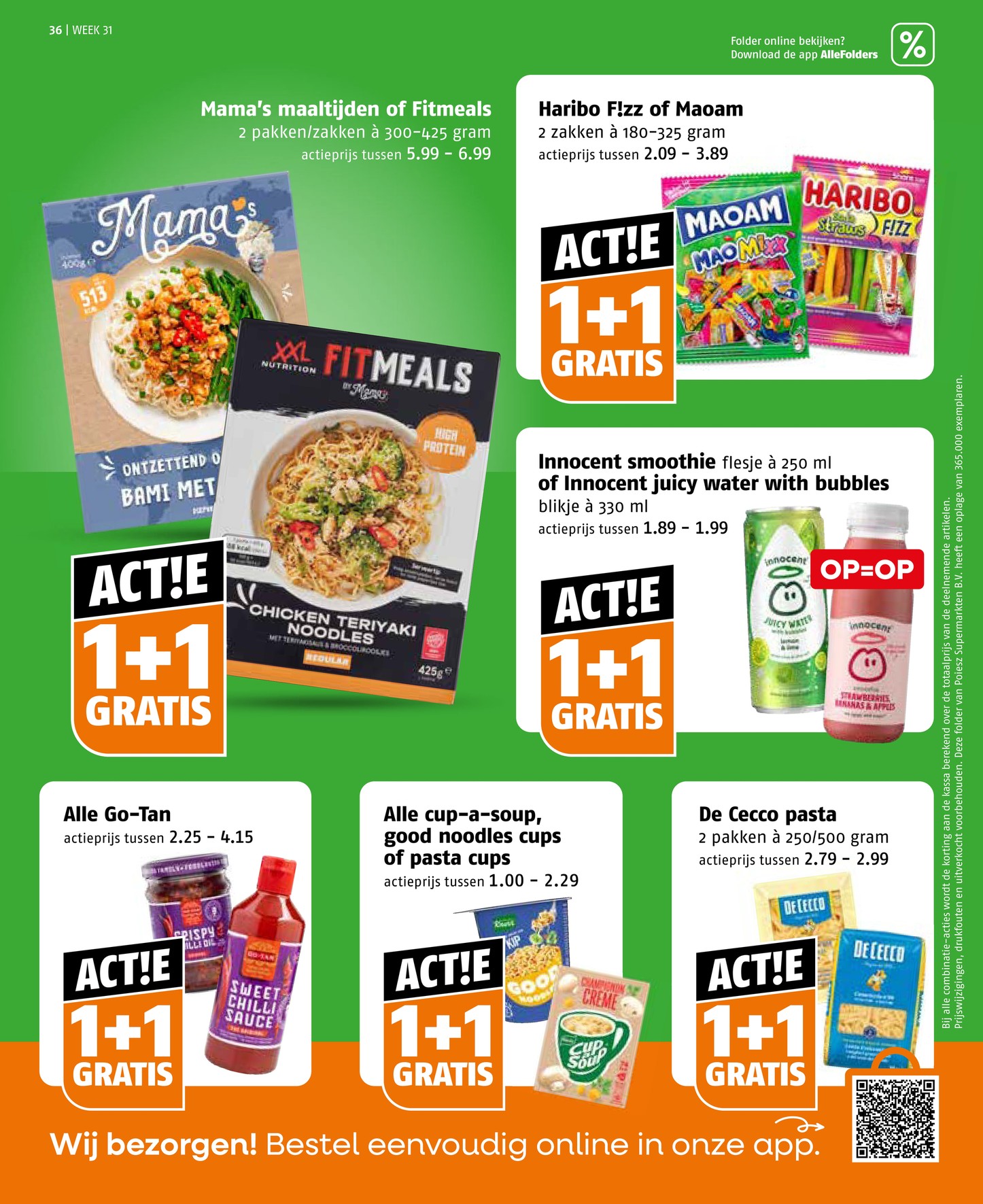 Alle Go-Tan, gemarkeerd op pagina 36 van de Poiesz folder