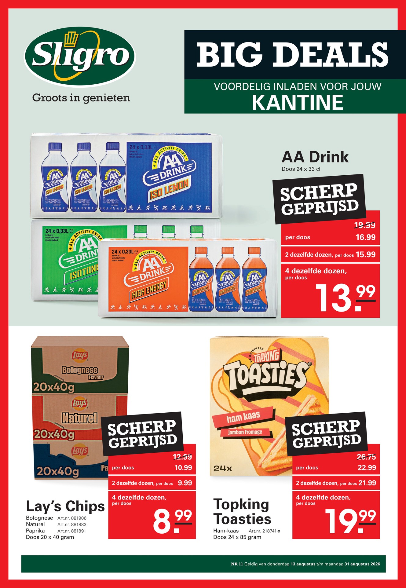 Lay's Chips, gemarkeerd op pagina 1 van de Sligro folder