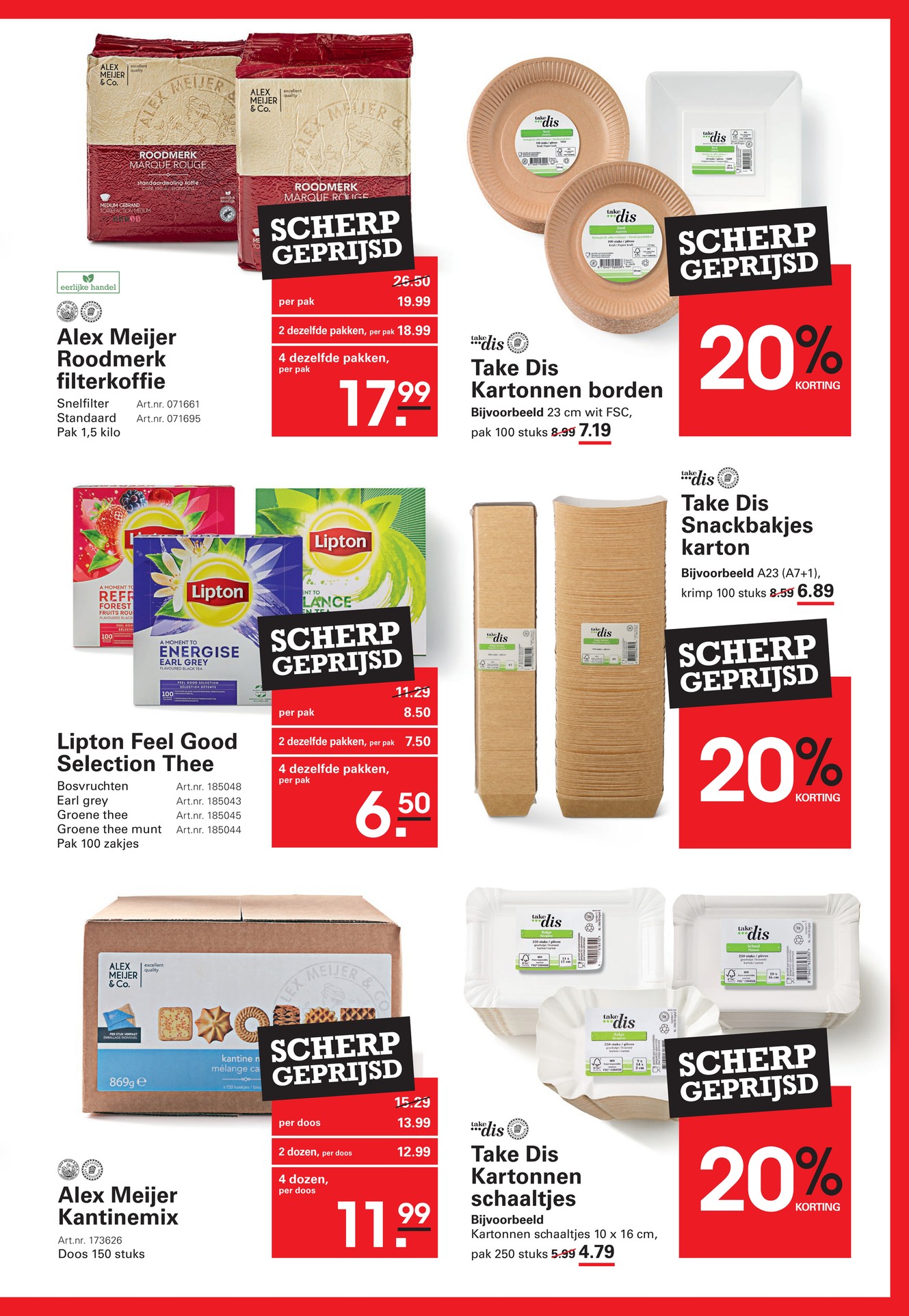 Alex Meijer Kantinemix, gemarkeerd op pagina 5 van de Sligro folder