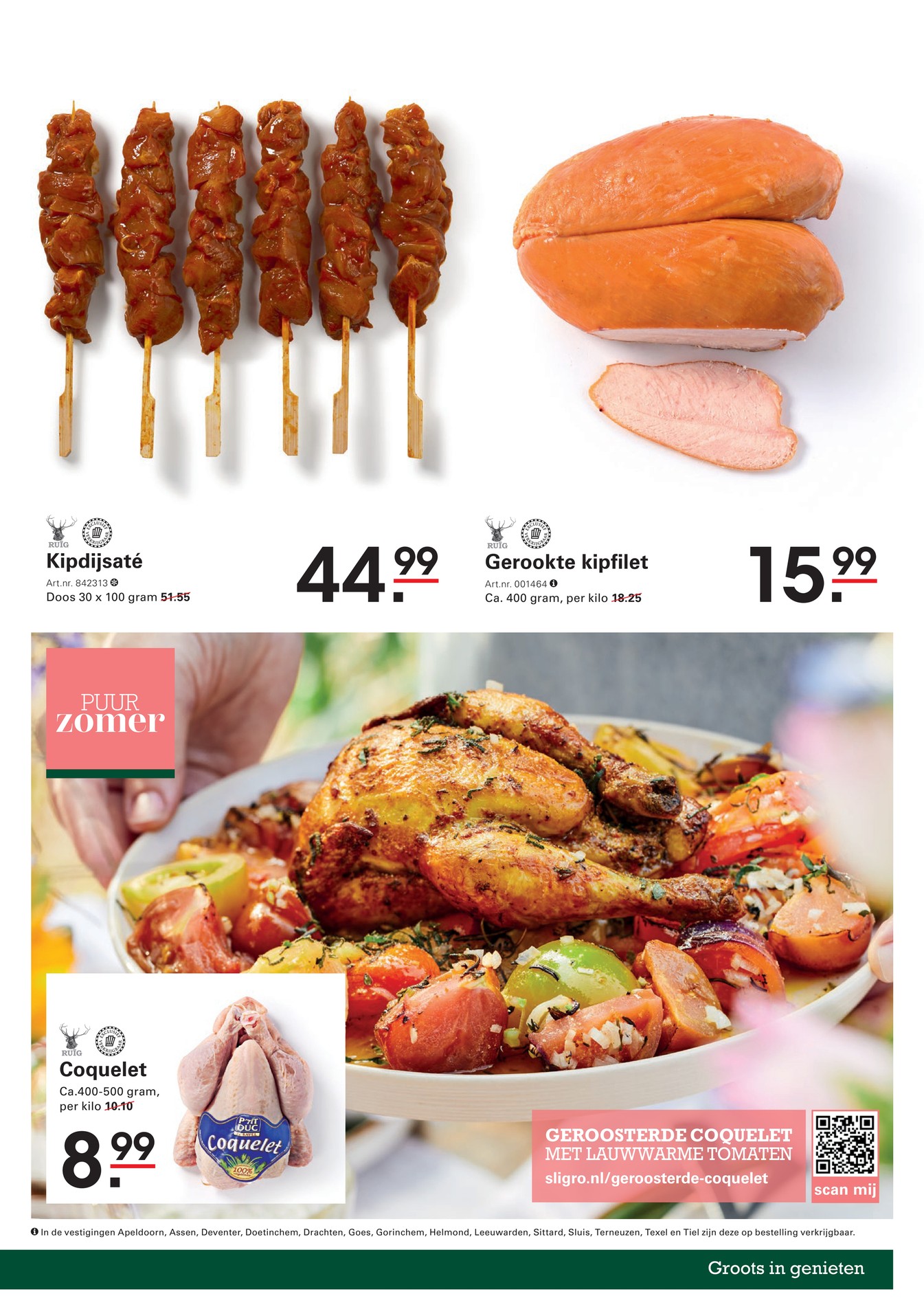 Kipdijsaté, gemarkeerd op pagina 17 van de Sligro folder