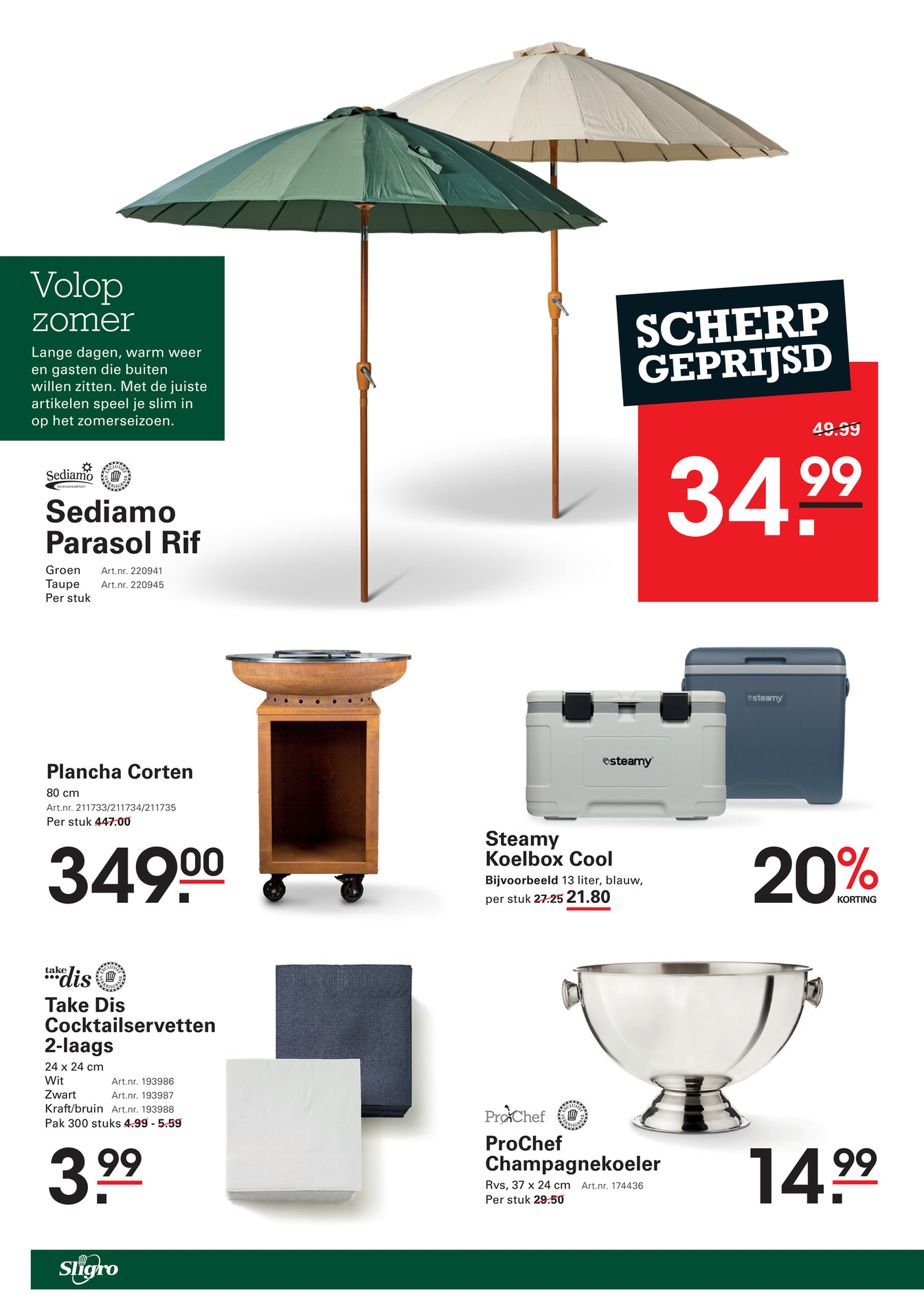 ProChef Champagnekoeler, gemarkeerd op pagina 2 van de Sligro folder